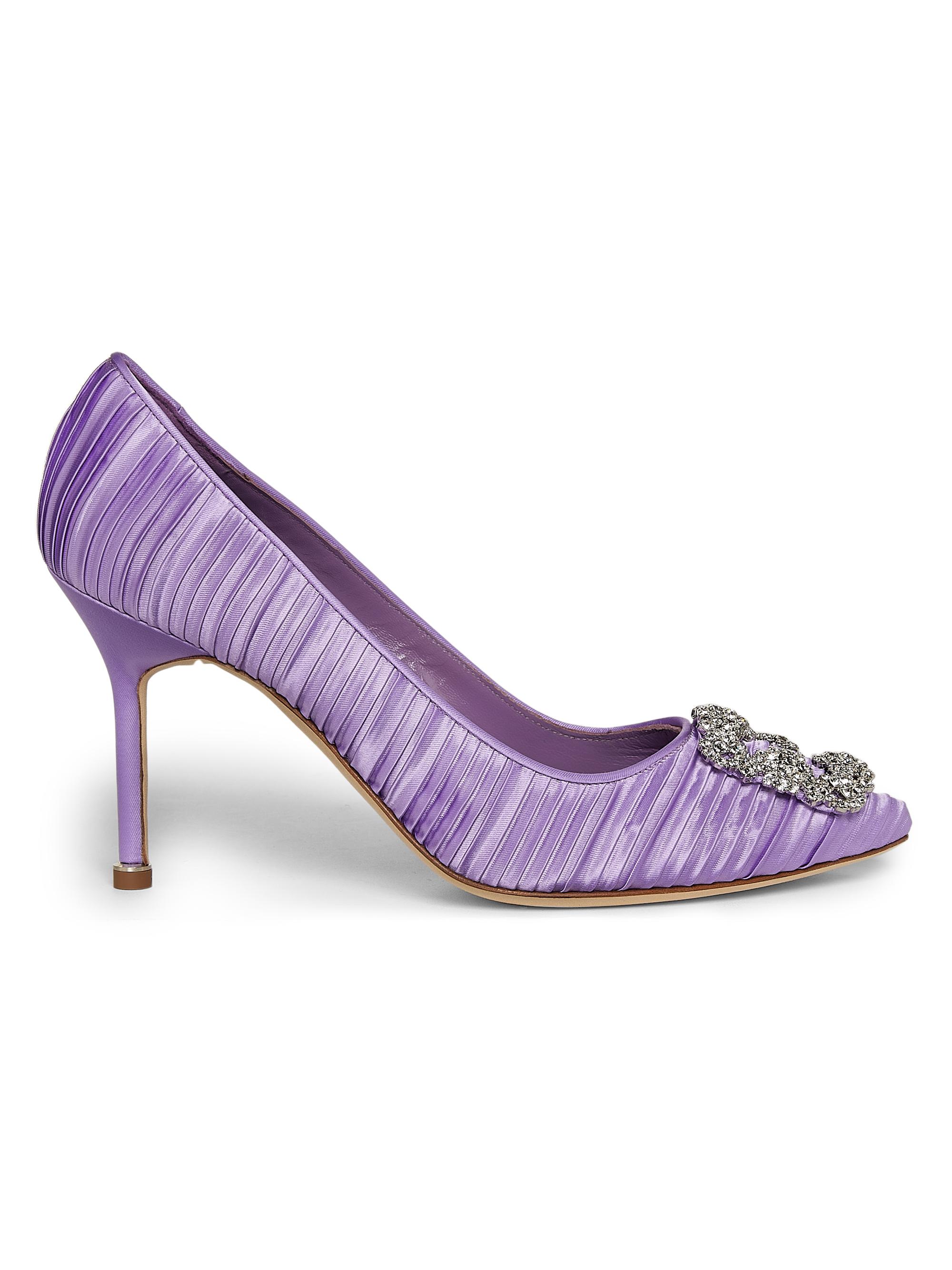 Manolo Blahnik Women's Hangisi 90MM Satin Pumps - Light Purple