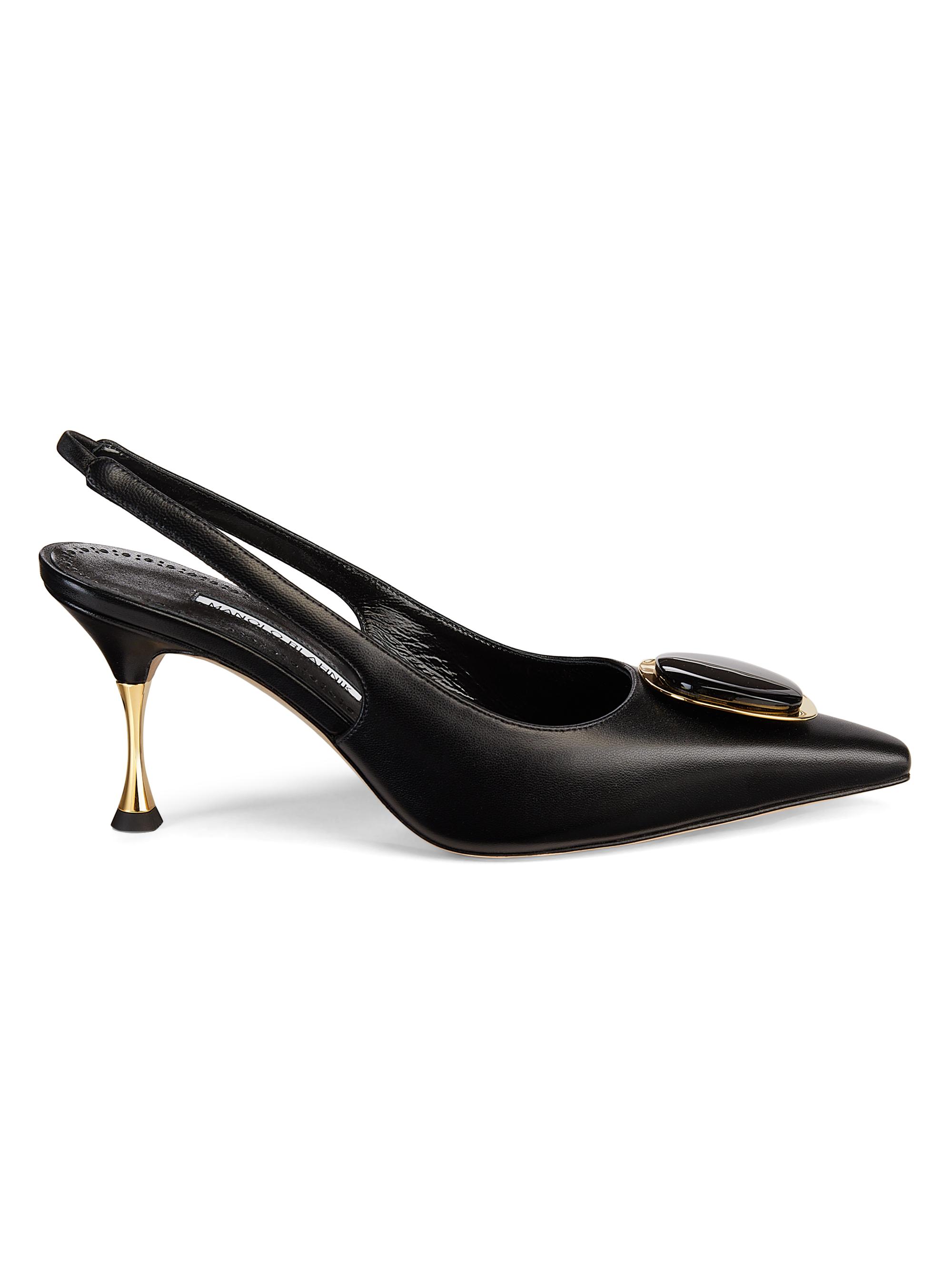 Manolo Blahnik Women's Chiaran Leather Slingback Pumps - Black