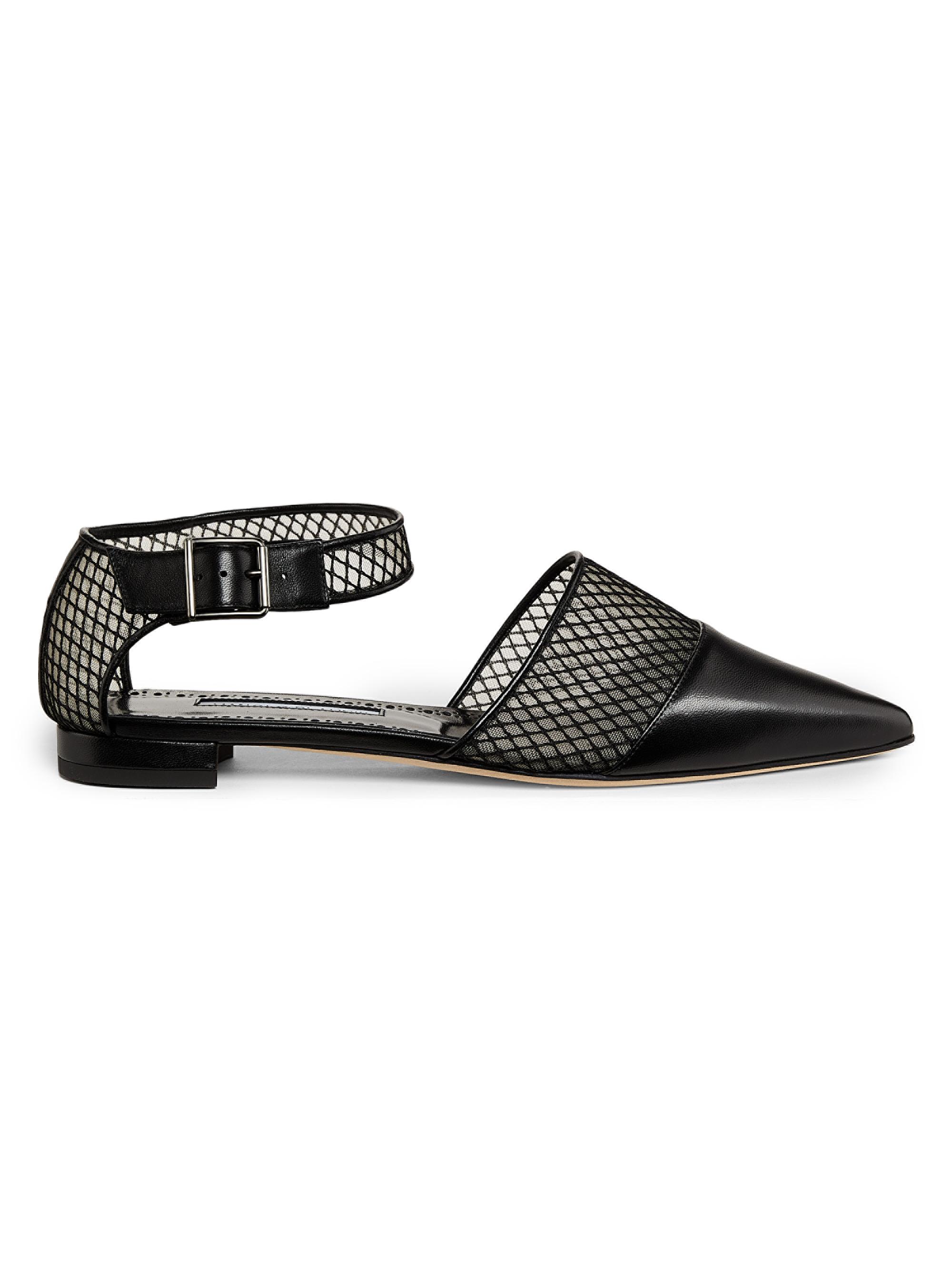 Manolo Blahnik Women's Jatelah Nappa Leather Flats - Black
