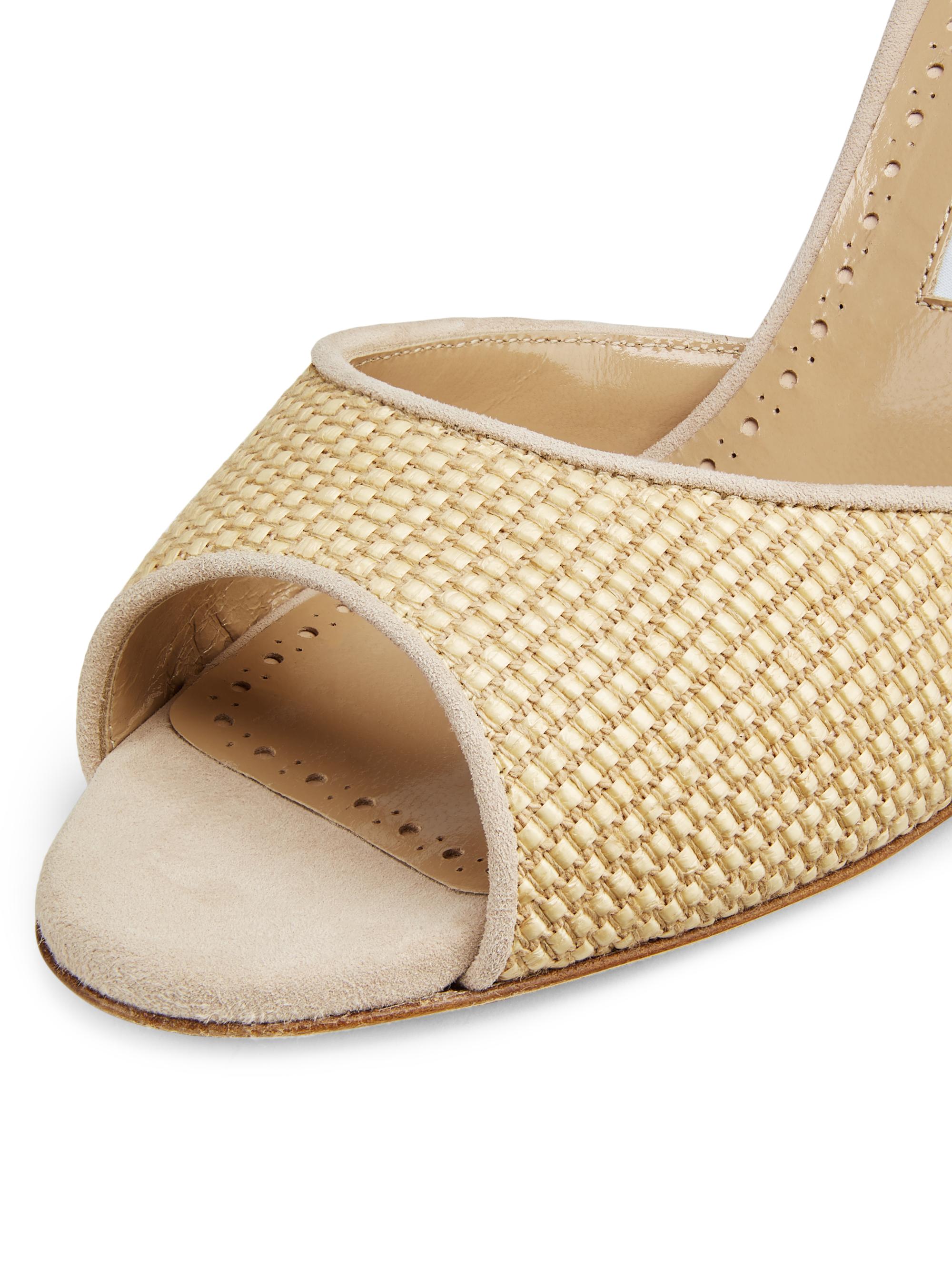 Manolo Blahnik Jadara 70MM Raffia Mules | Saks Fifth Avenue
