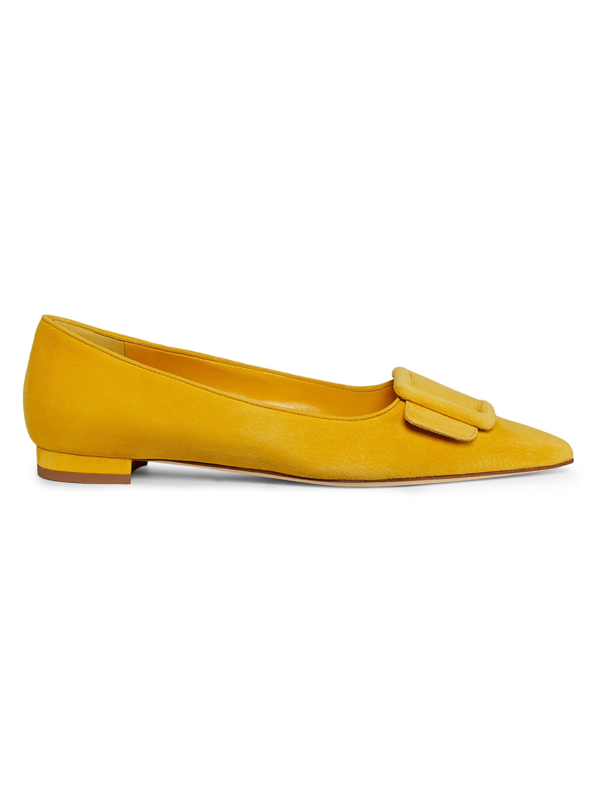 Manolo Blahnik Women's Maysale Suede Flats - Bright Yellow
