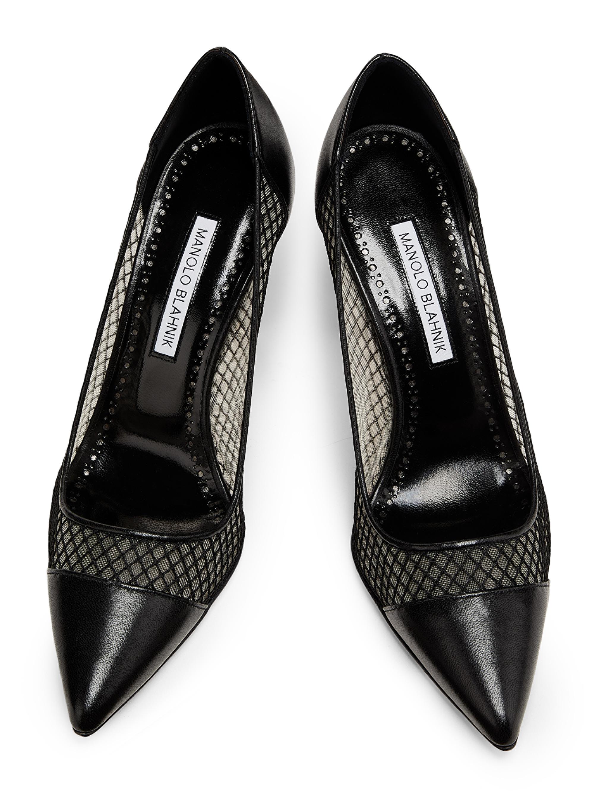 Manolo Blahnik Capcour 90MM Leather & Mesh Pumps | Saks