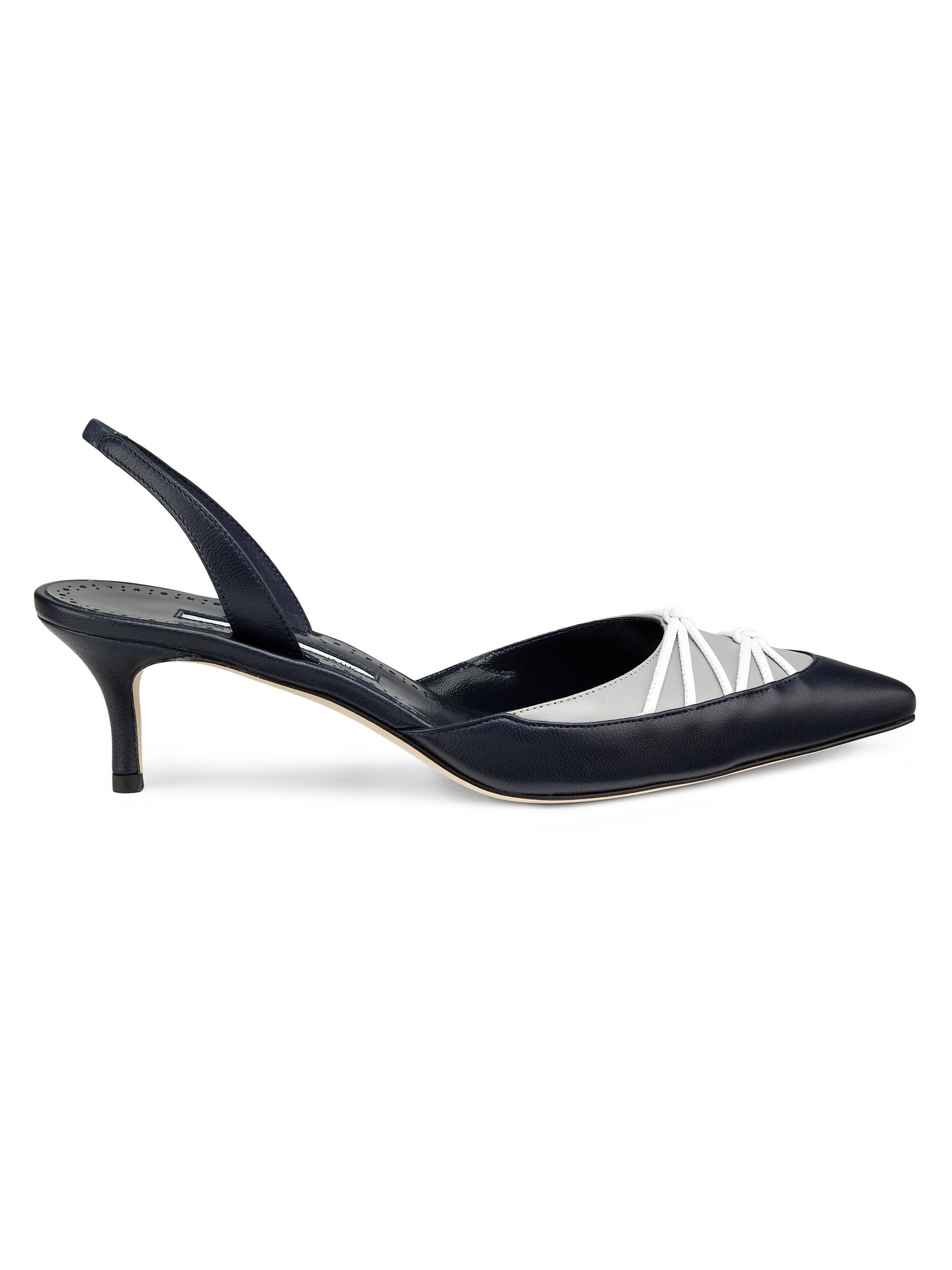 Manolo Blahnik Women's Maretsli Leather Slingback Pumps - Navy Multi