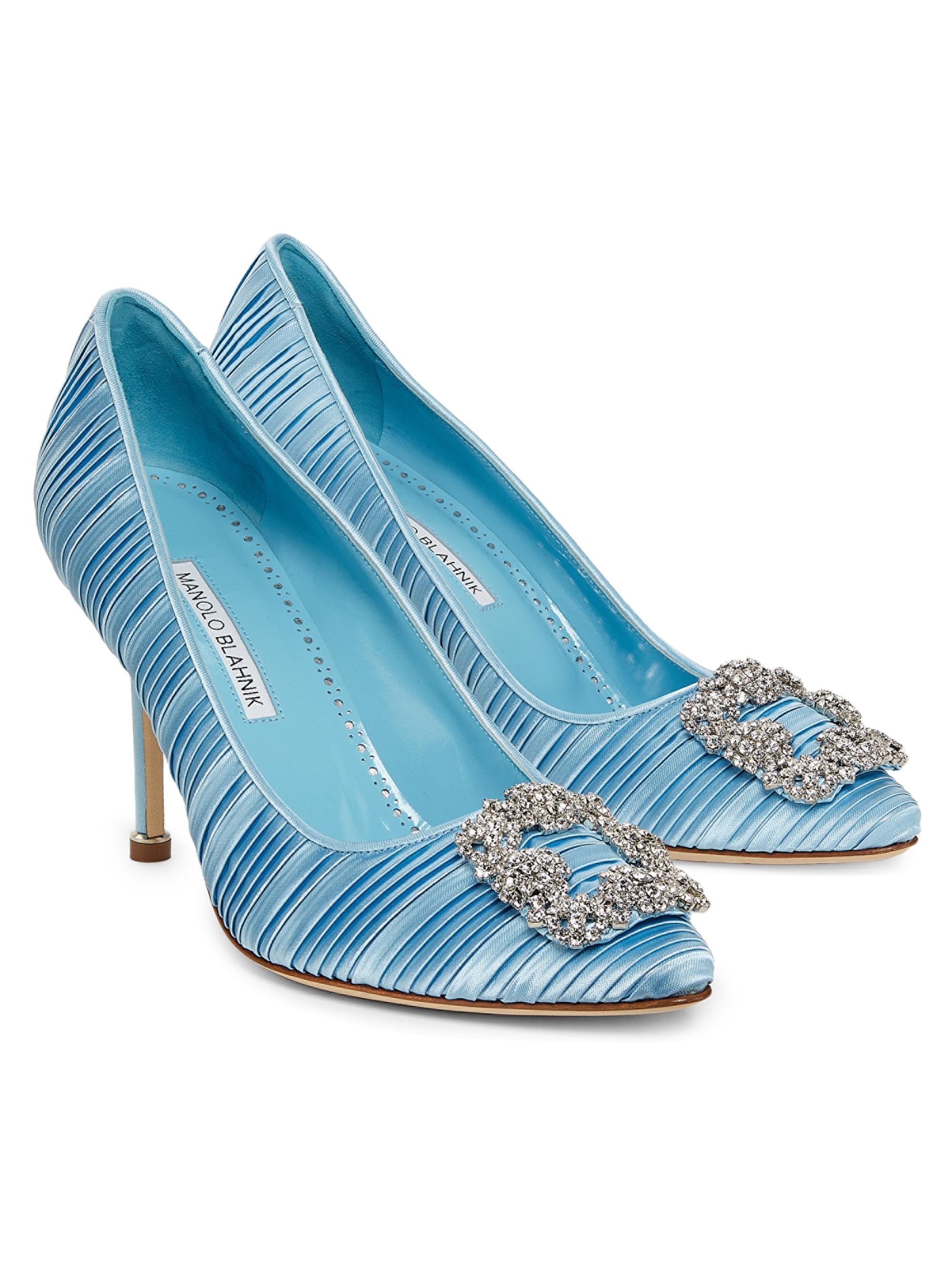 Manolo Blahnik Hangisi 90MM Embellished Satin Pumps | Saks