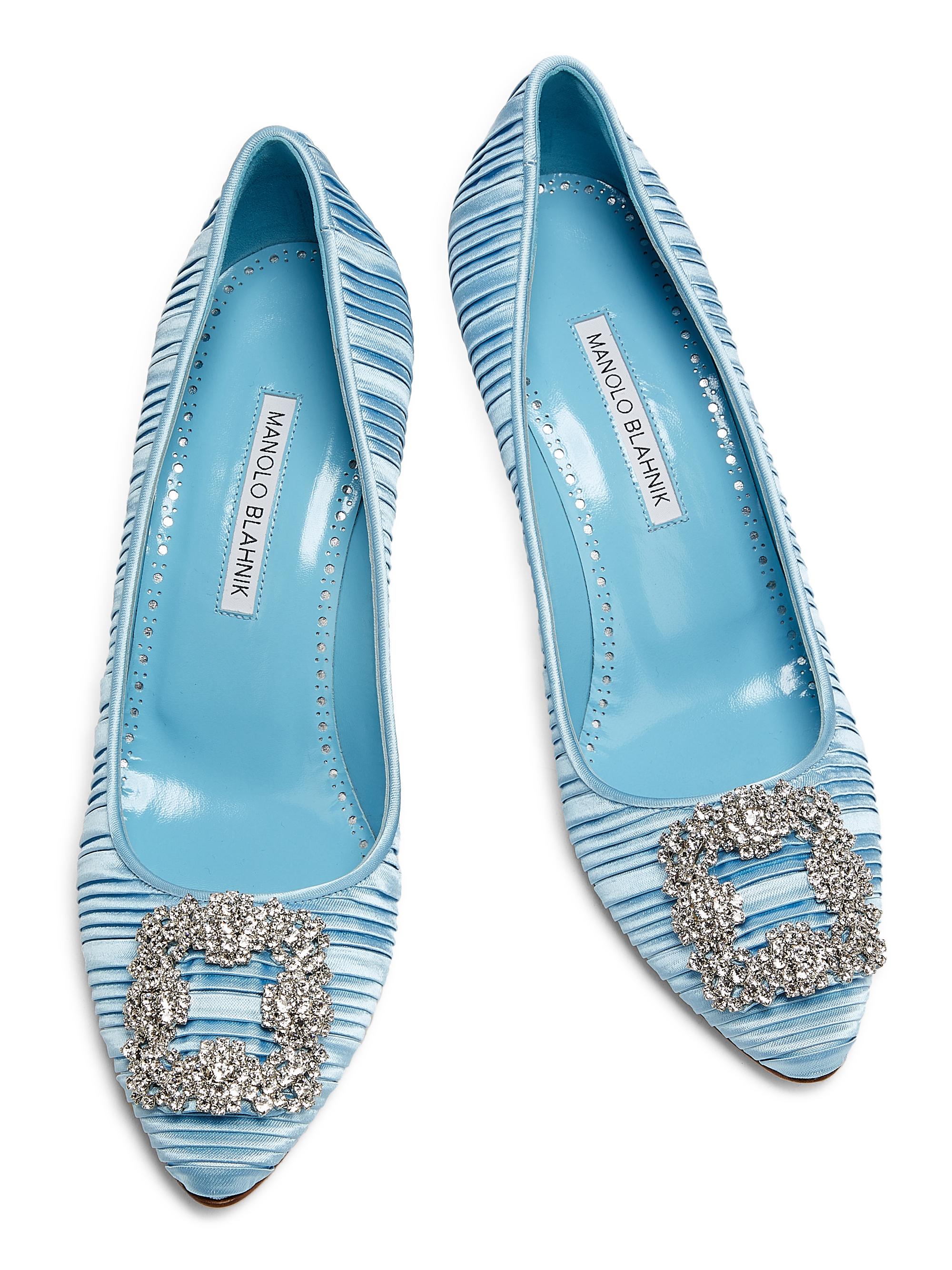 Manolo Blahnik Hangisi 90MM Embellished Satin Pumps | Saks Fifth