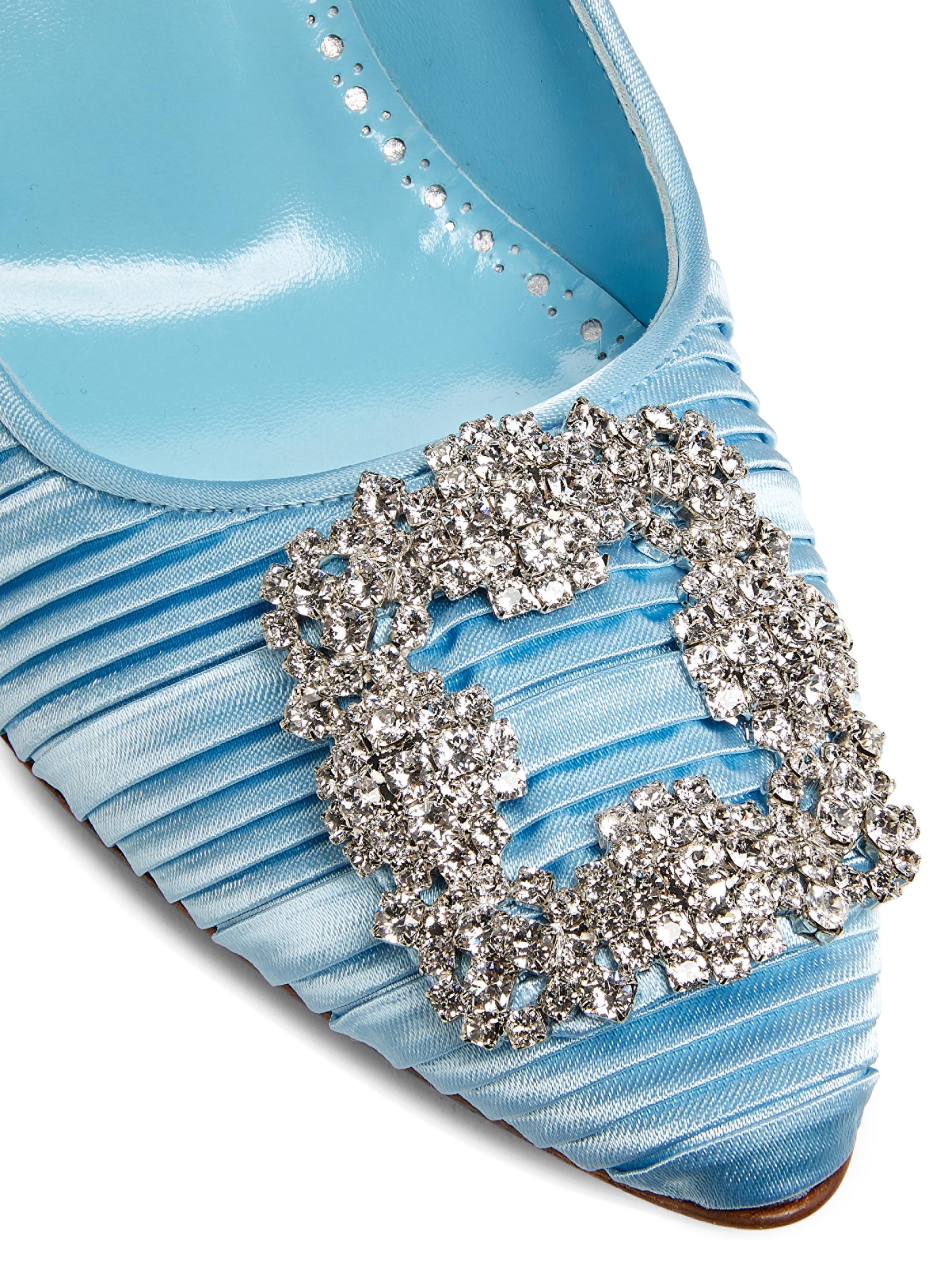 Manolo Blahnik Hangisi 90MM Embellished Satin Pumps | Saks Fifth