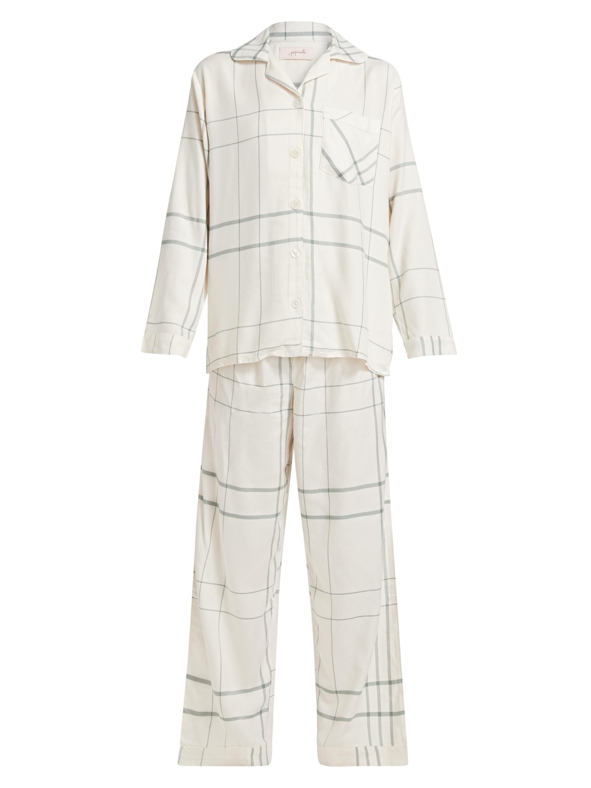 Papinelle Women's Comfy Plaid Pajamas - Almond