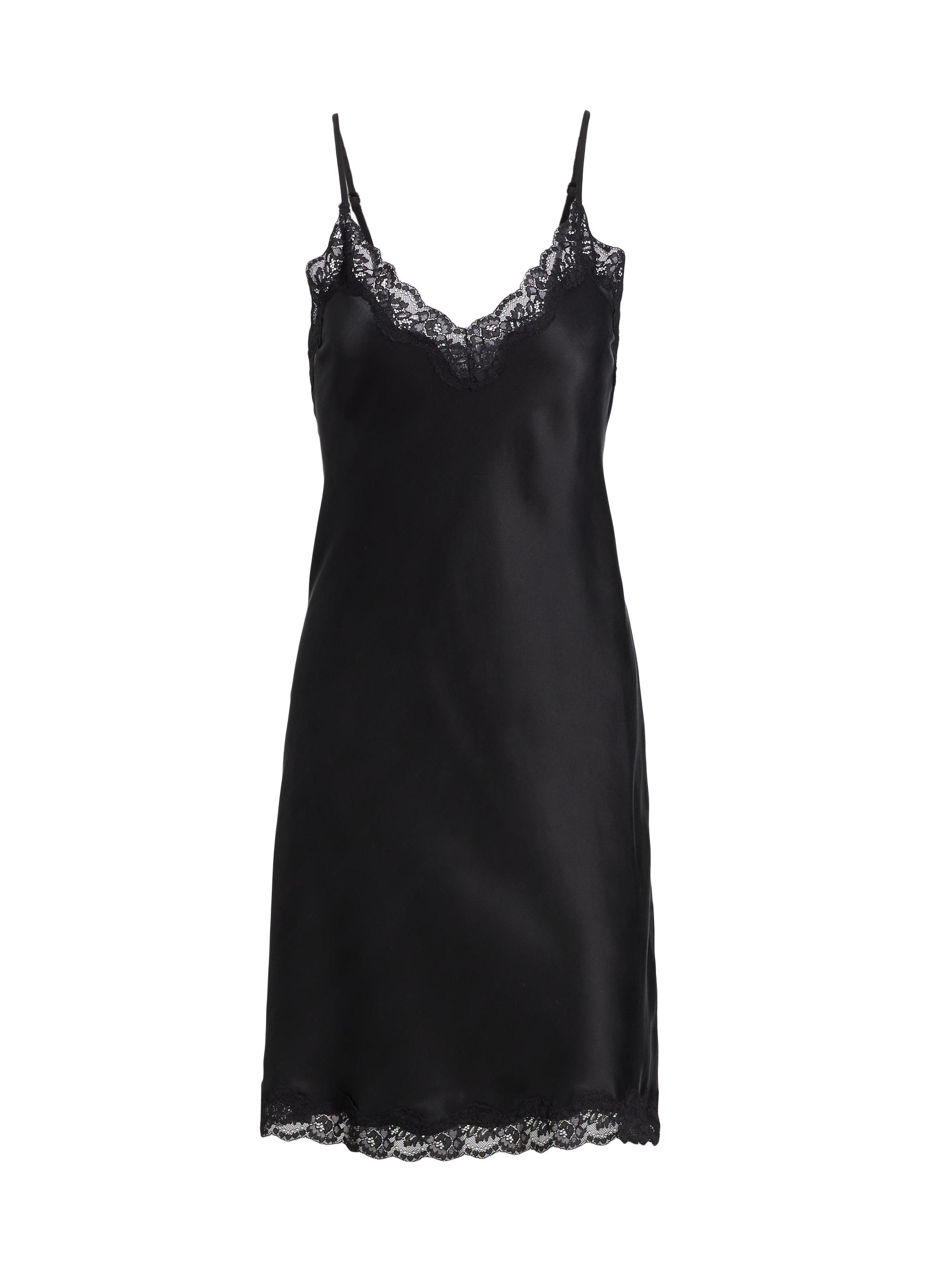 Papinelle Women's Camille Silk Lace Slip Nightie - Black
