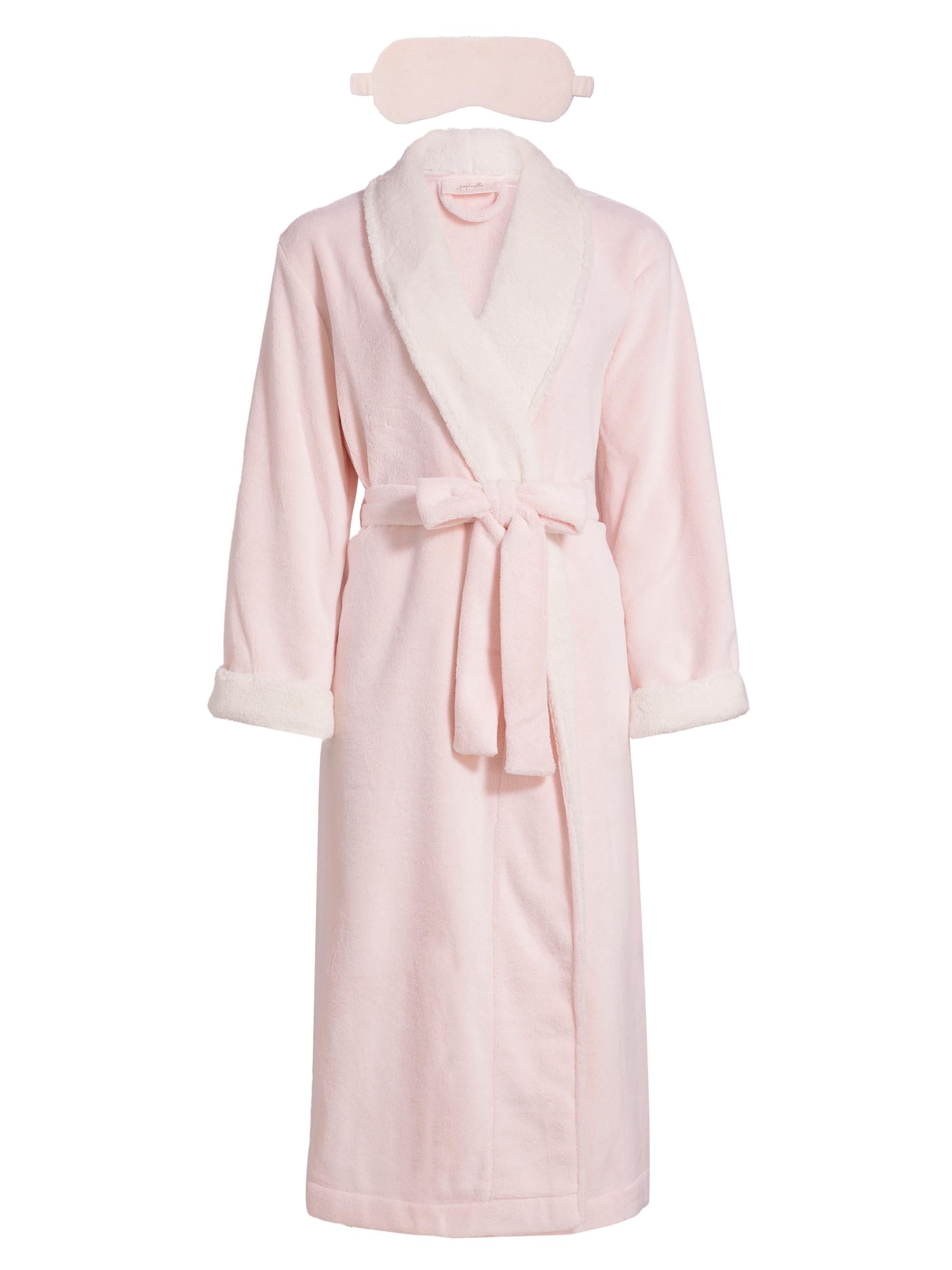 Papinelle Women's Plush Sherpa Robe & Sleep Mask Set -  Pink XL