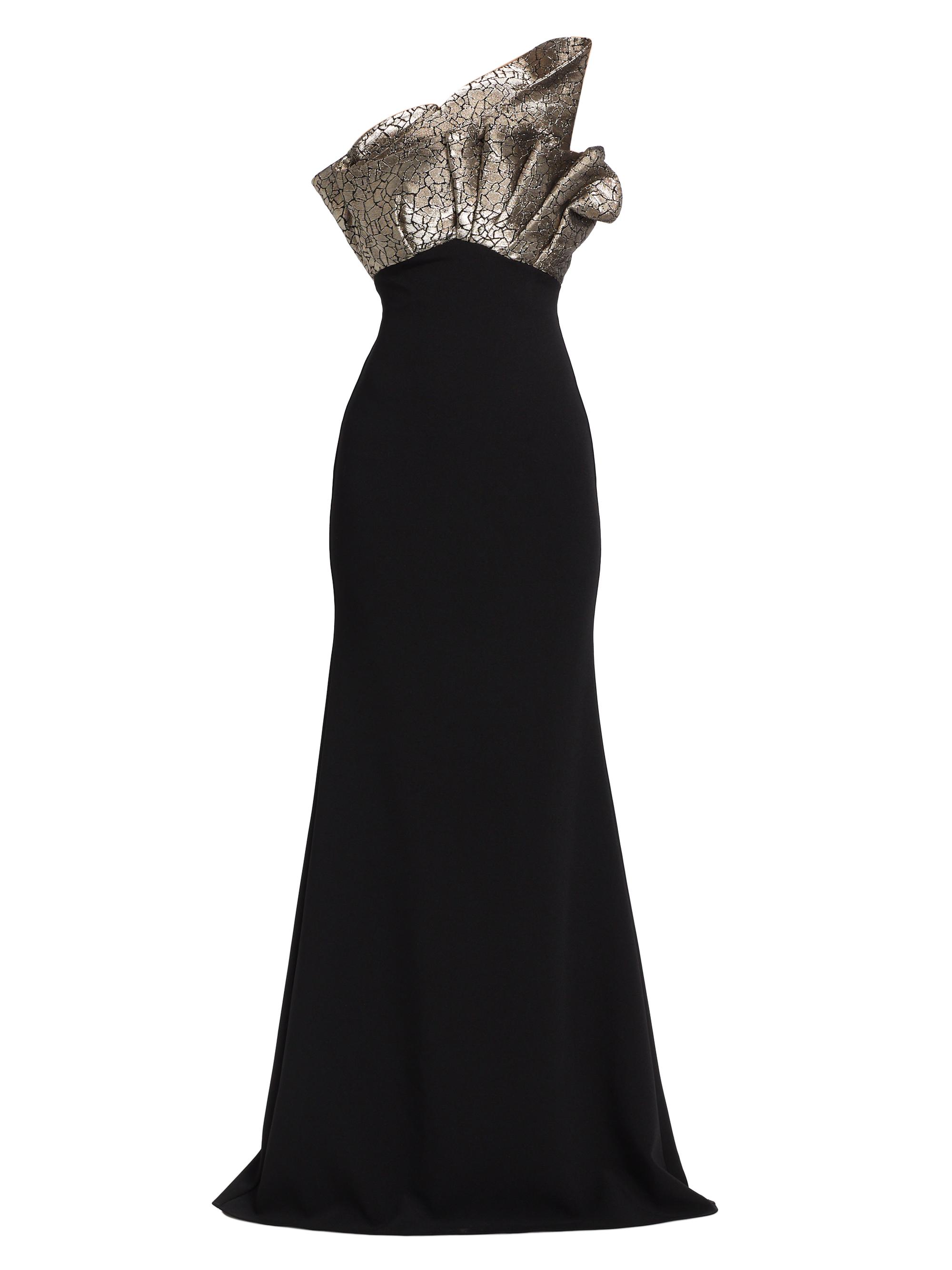 Badgley Mischka Women's Brocade & Crepe Strapless Gown - Black Gold