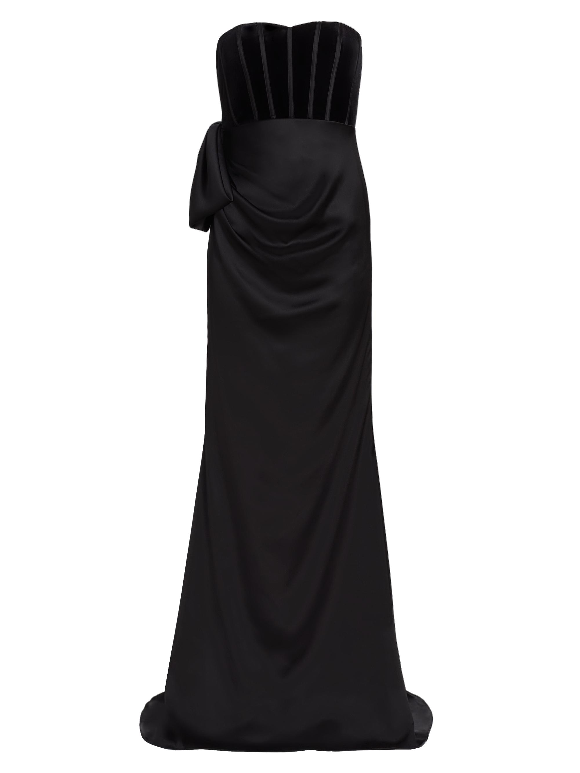 Badgley Mischka Women's Satin & Velvet Strapless Gown - Black