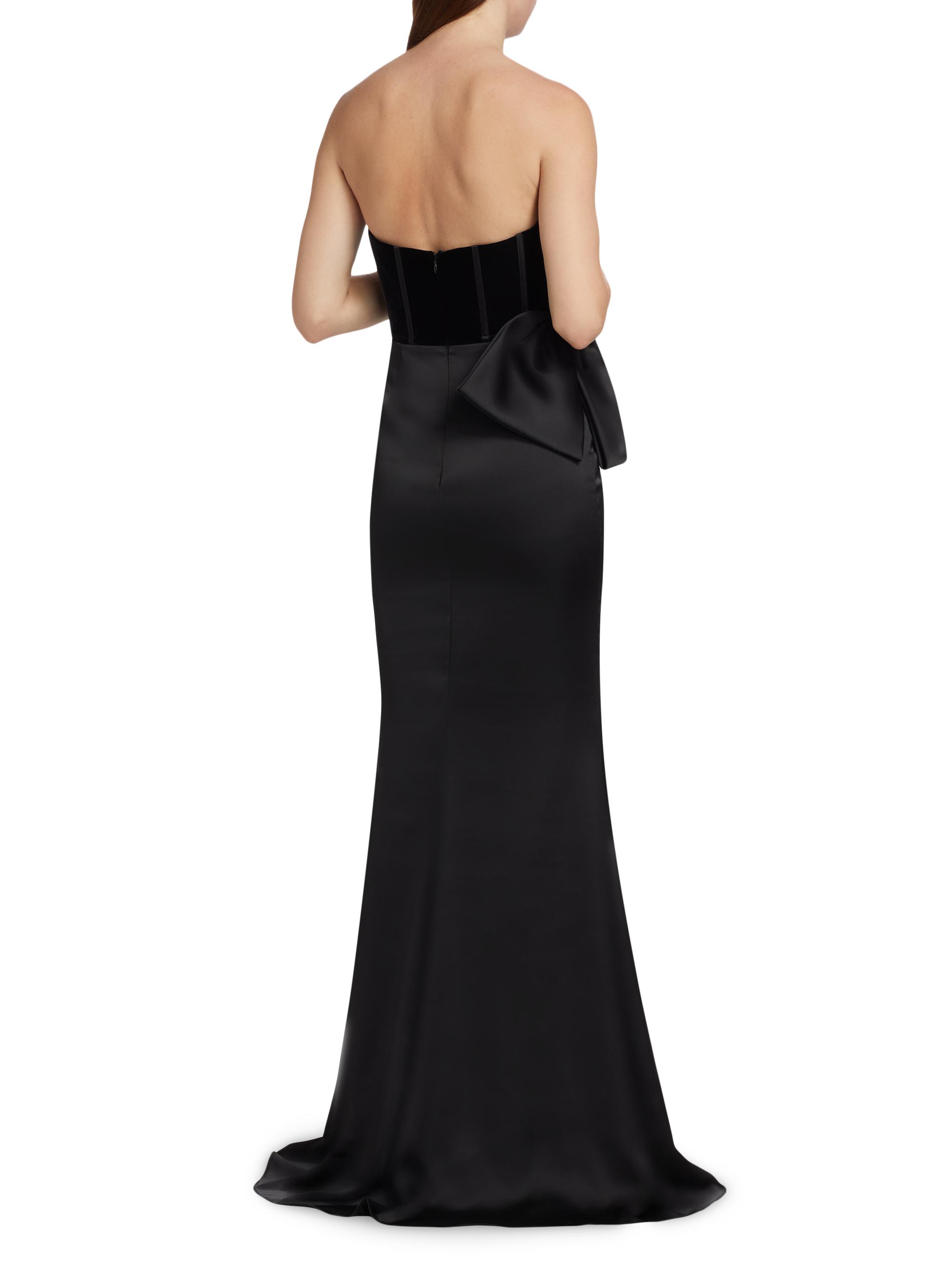 Badgley Mischka Women's Satin & Velvet Strapless Gown - Black - Size 4