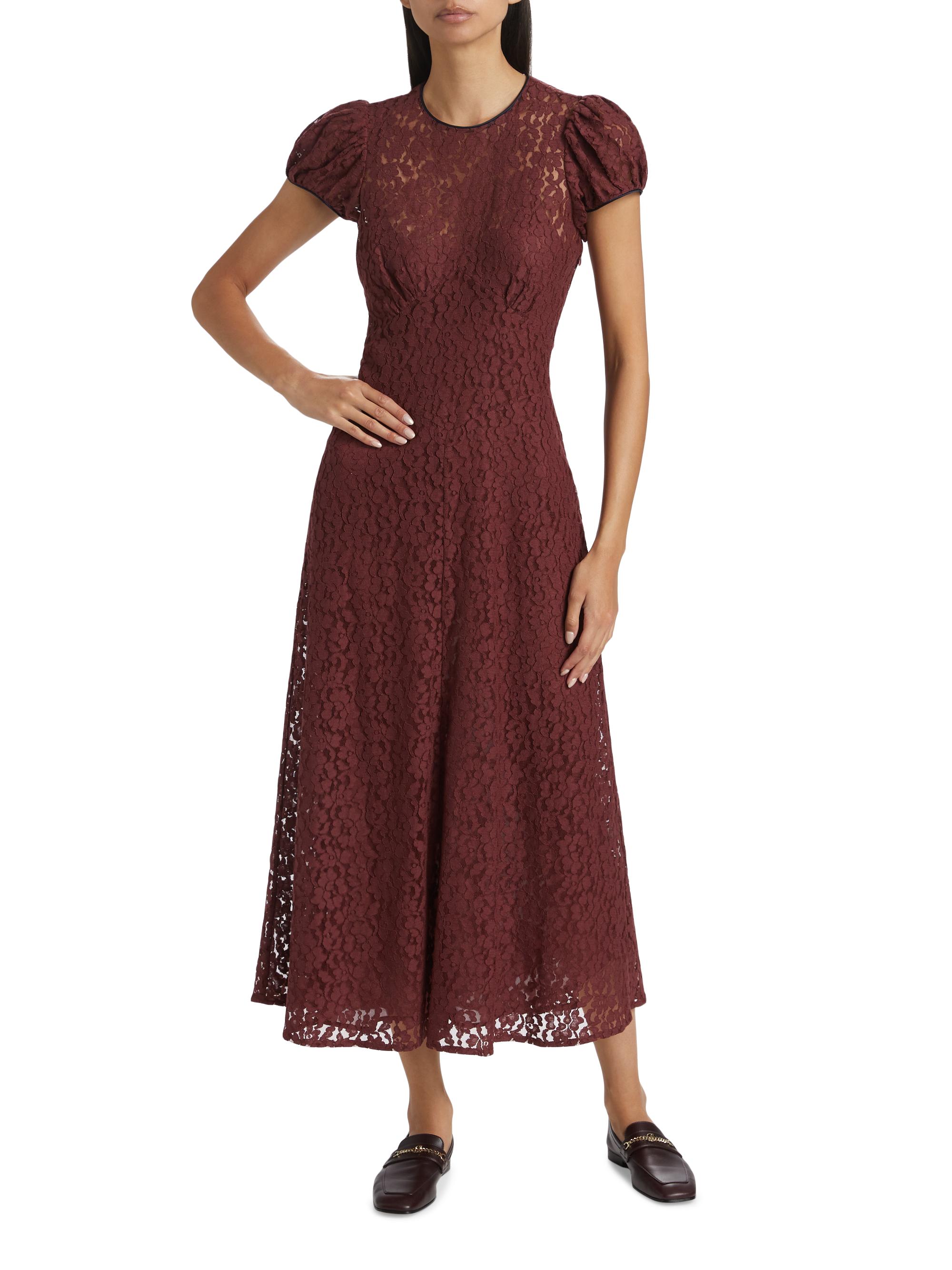 DEN Katarina Lace Fit & Flare Short-Sleeve Midi-Dress | Saks Fifth Avenue