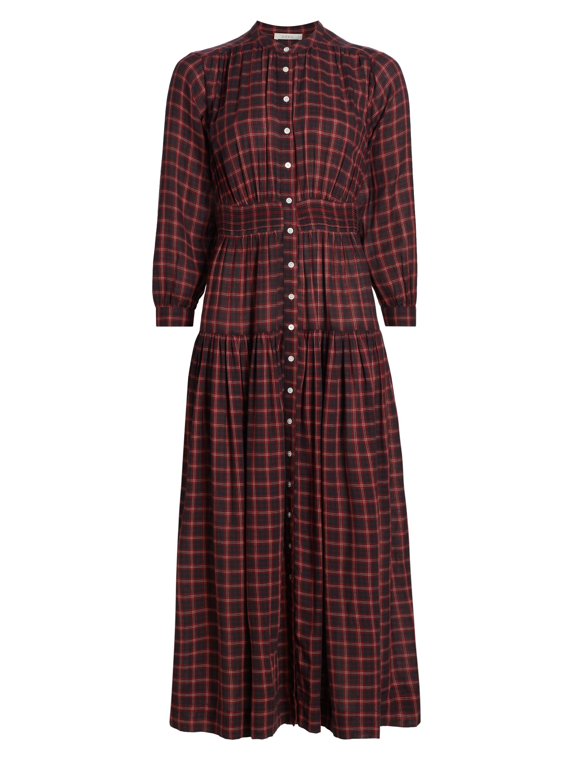 DÔEN Women's Annika Plaid Cotton Midi-Dress - Red Countryside Plaid