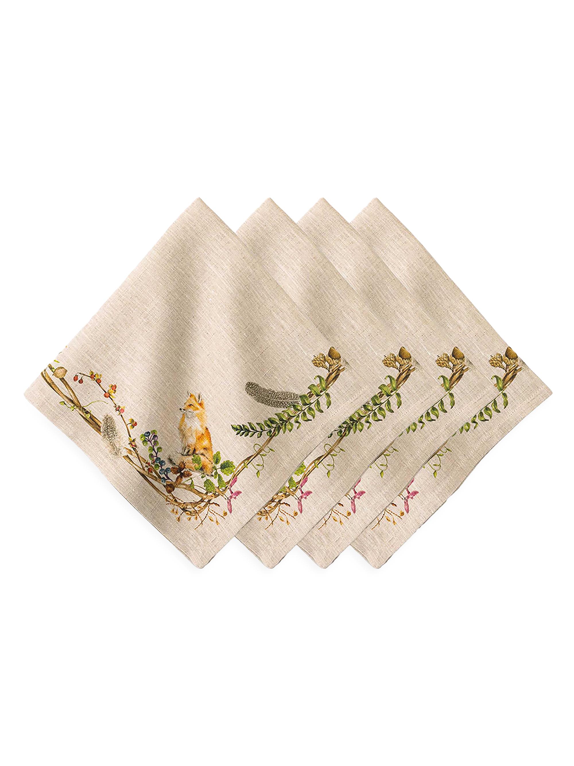 Juliska Forest Walk Animal 4-Piece Napkin Set - Cafe Au Lait
