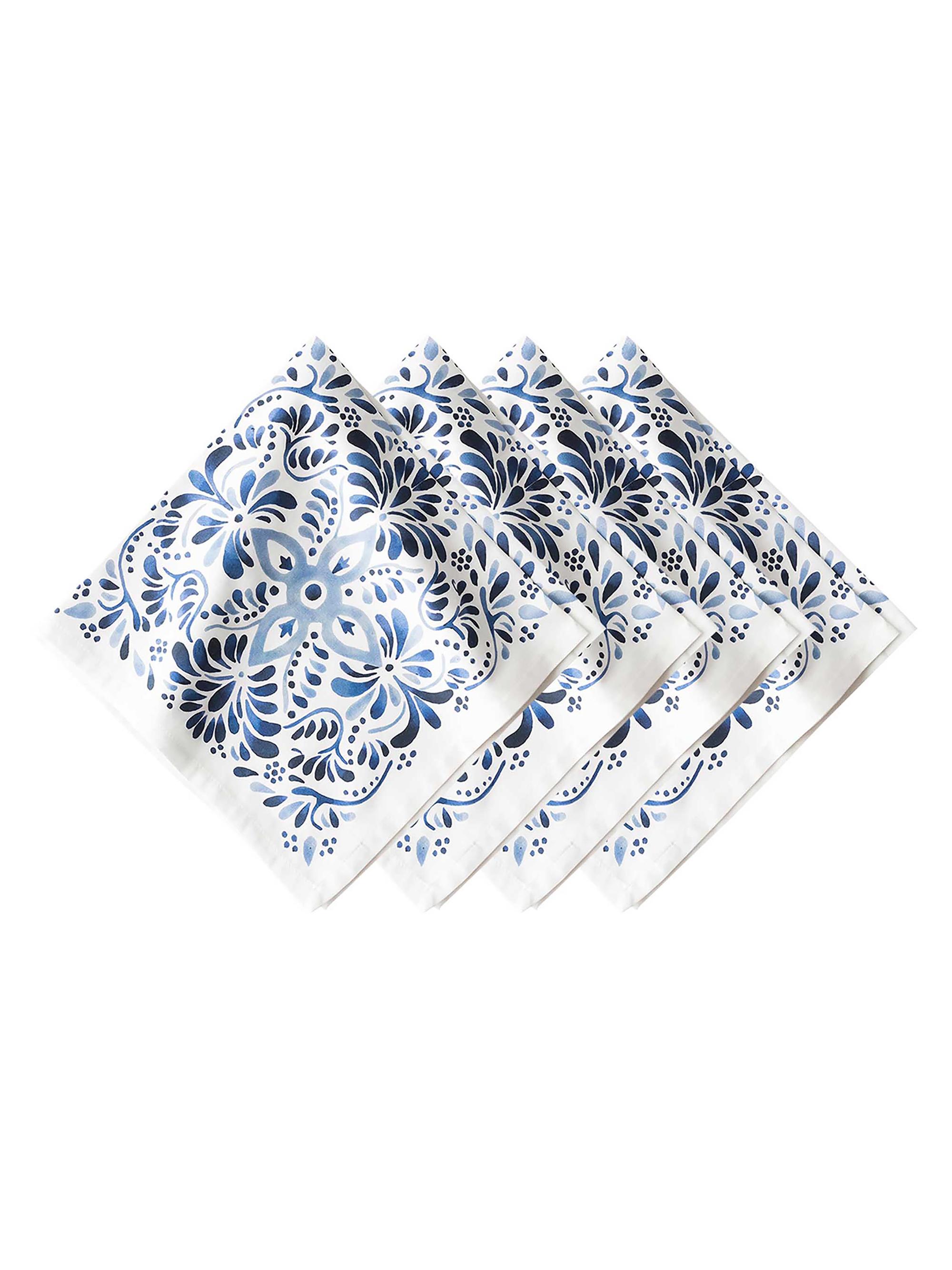 Juliska Iberian 4-Piece Cotton Sateen Napkin Set - Indigo Blue