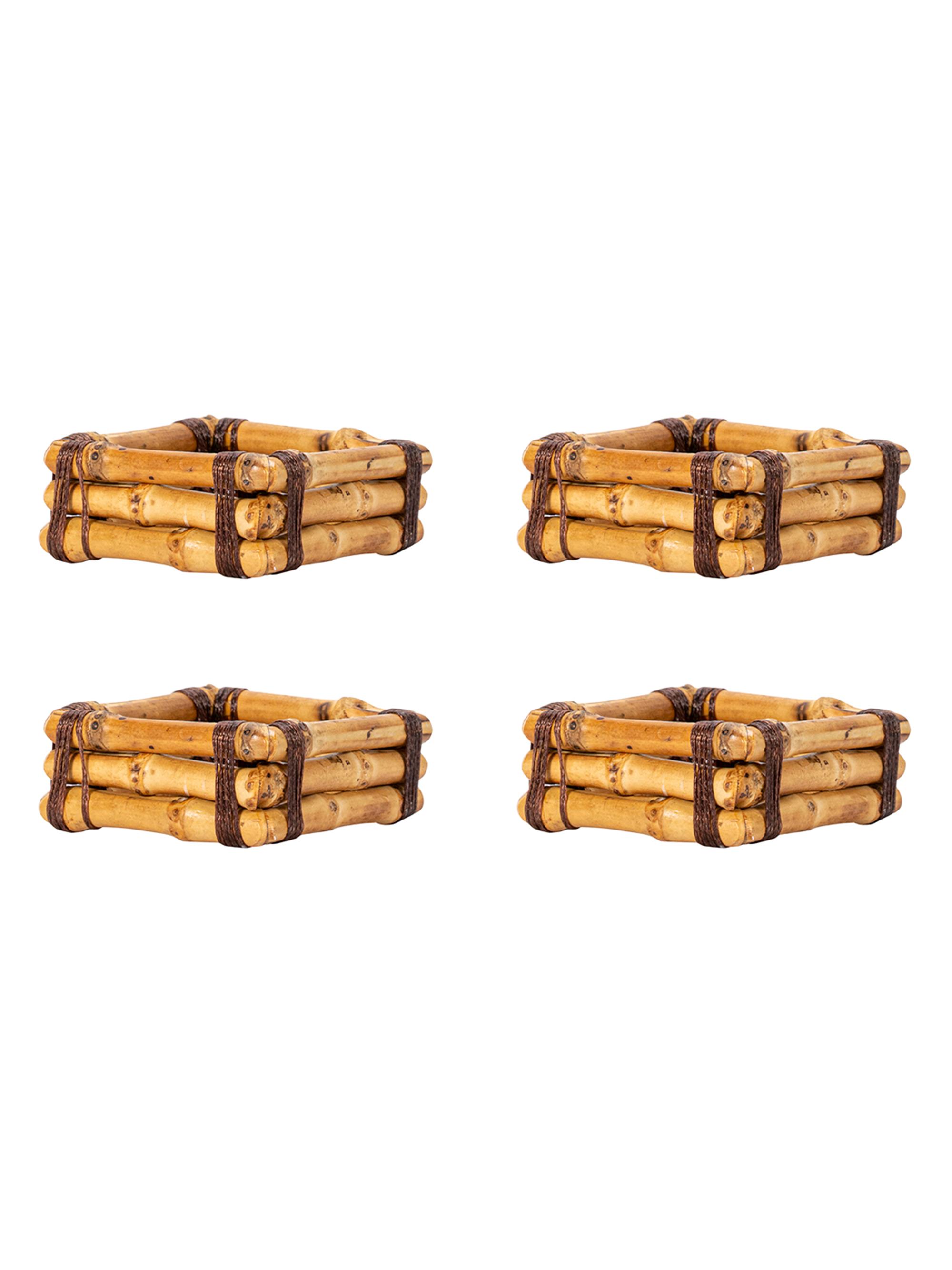 Juliska Bamboo Napkin Rings 4-Piece Set - Natural