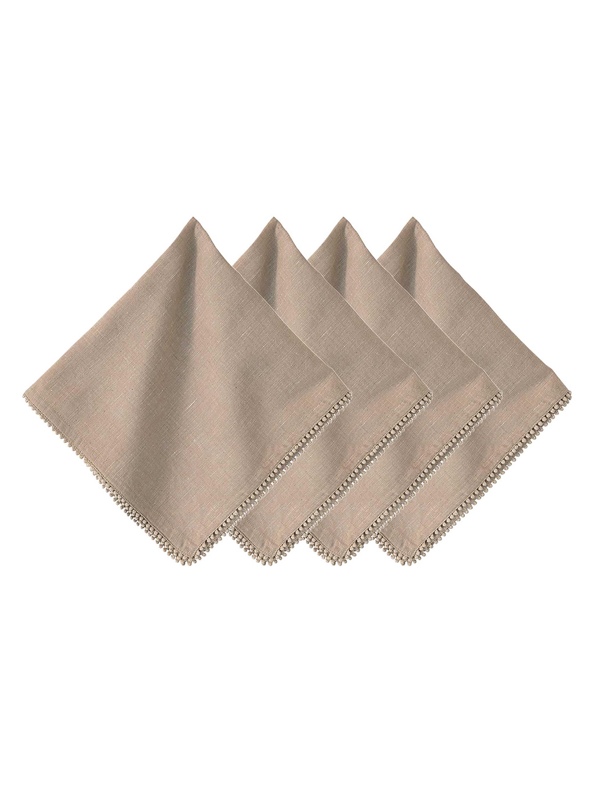 Juliska Berry Trim 4-Piece Napkin Set - Flax