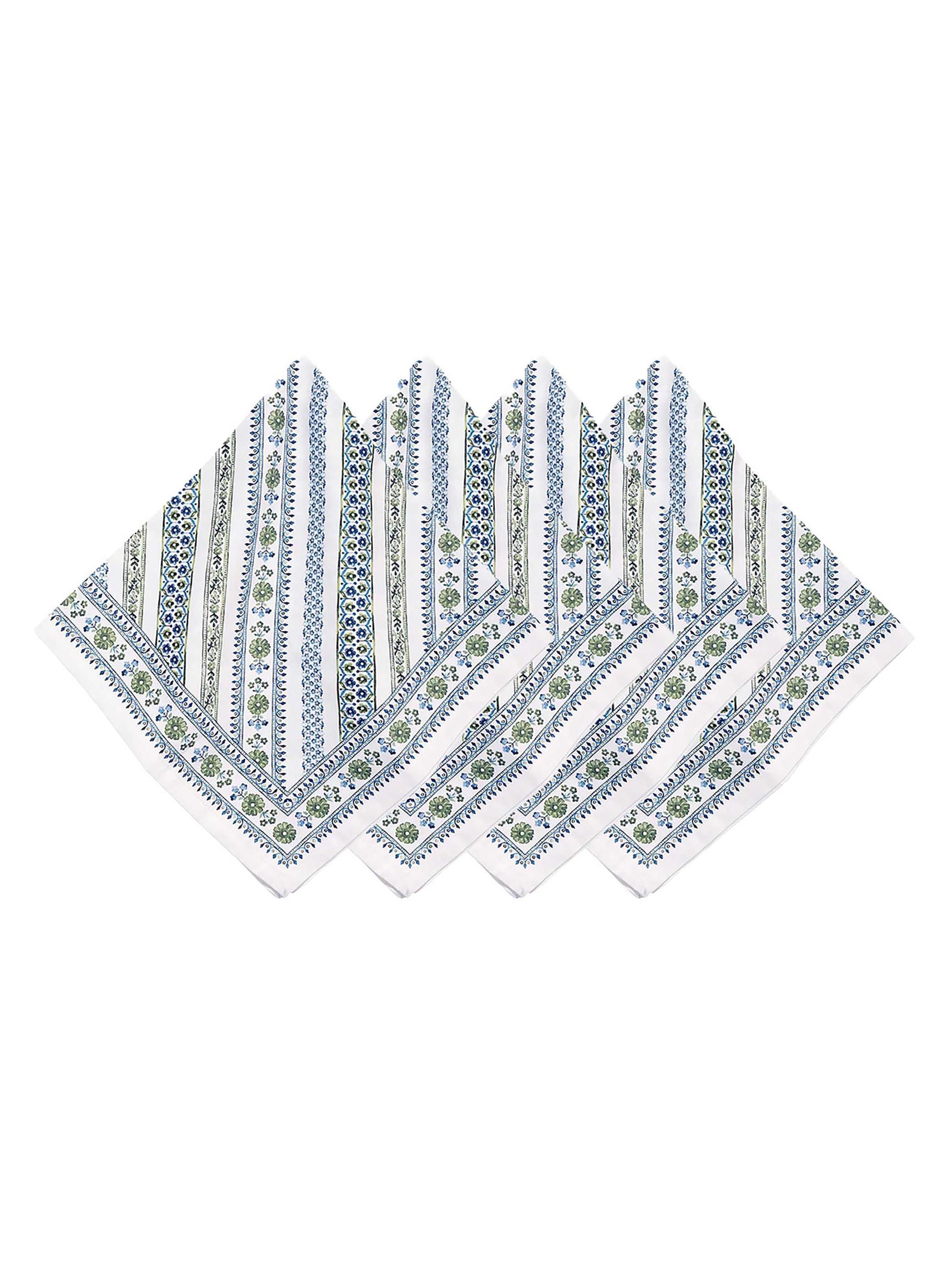 Juliska Seville Stripe 4-Piece Napkin Set - Green