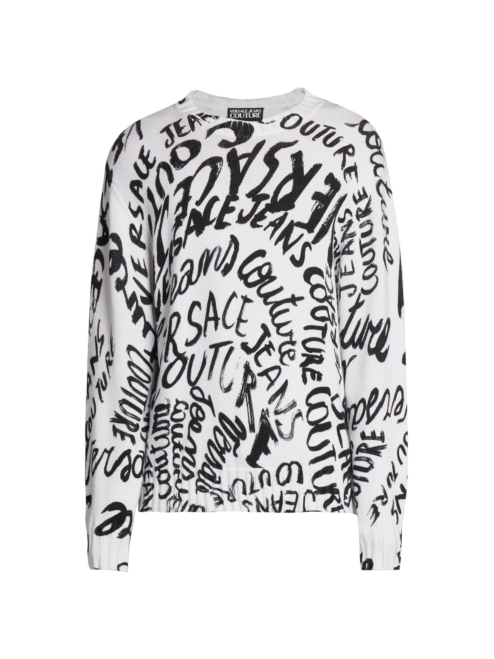 Versace Jeans Couture Men's Logo Crewneck Sweater - White Black