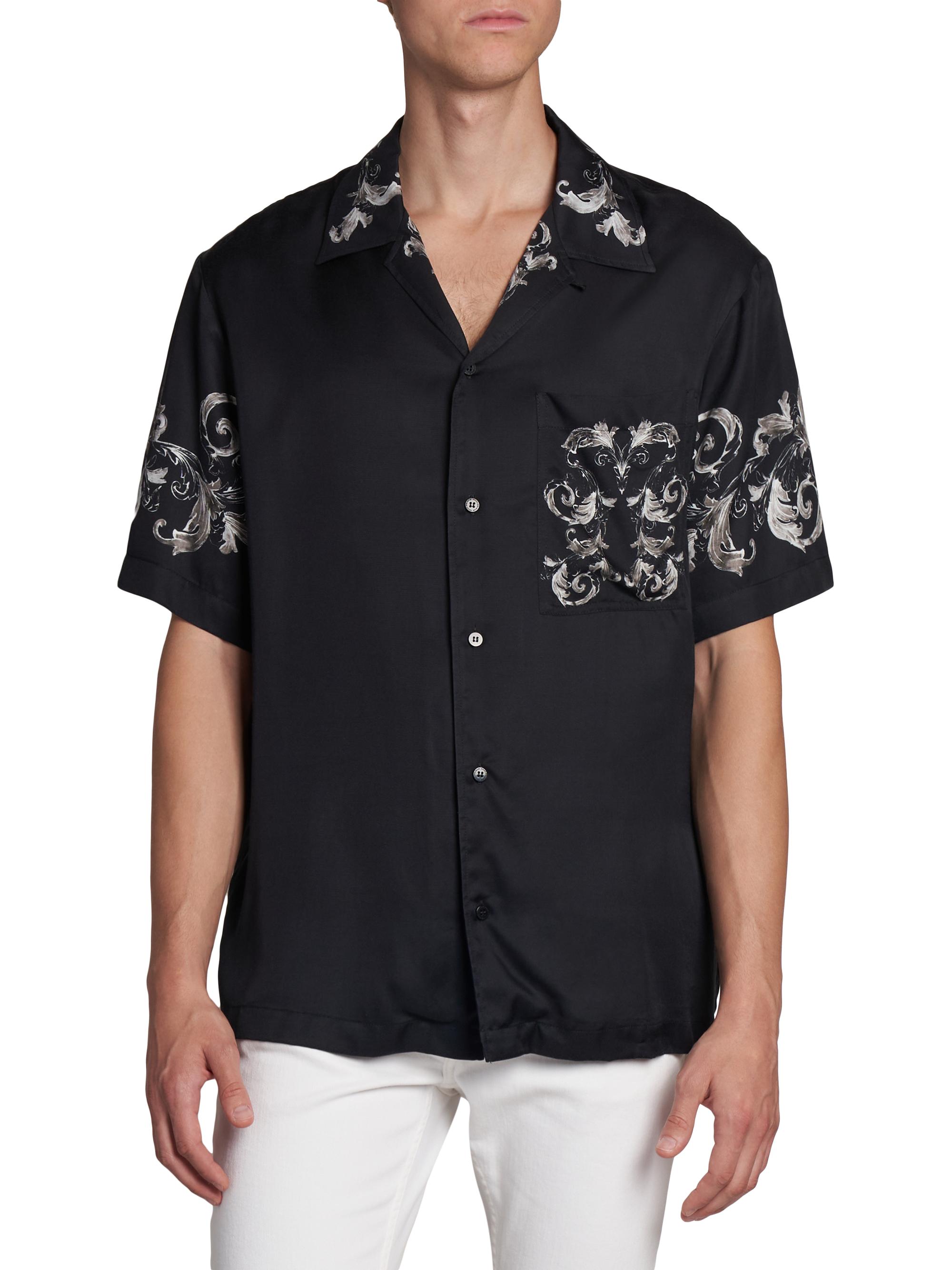Versace Jeans Couture Baroque Short Sleeve Button-Front Shirt
