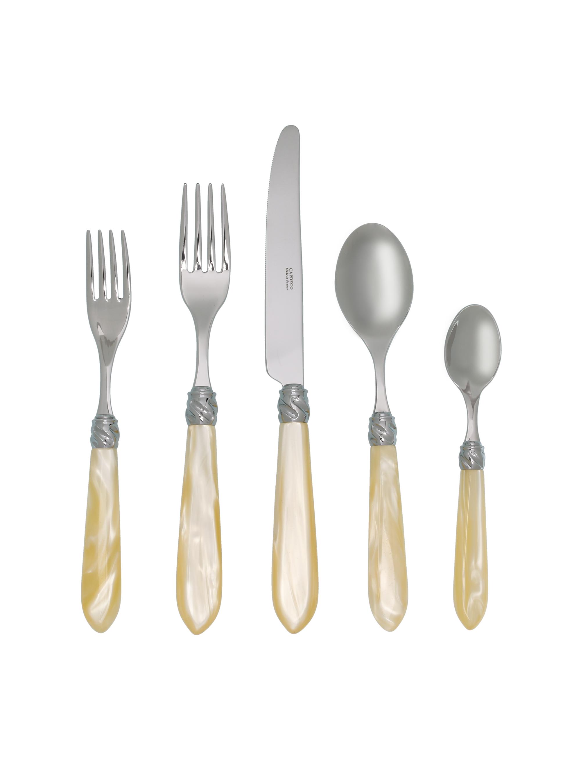 Capdeco Diana Pearl 5-Piece Flatware Set - Pearl