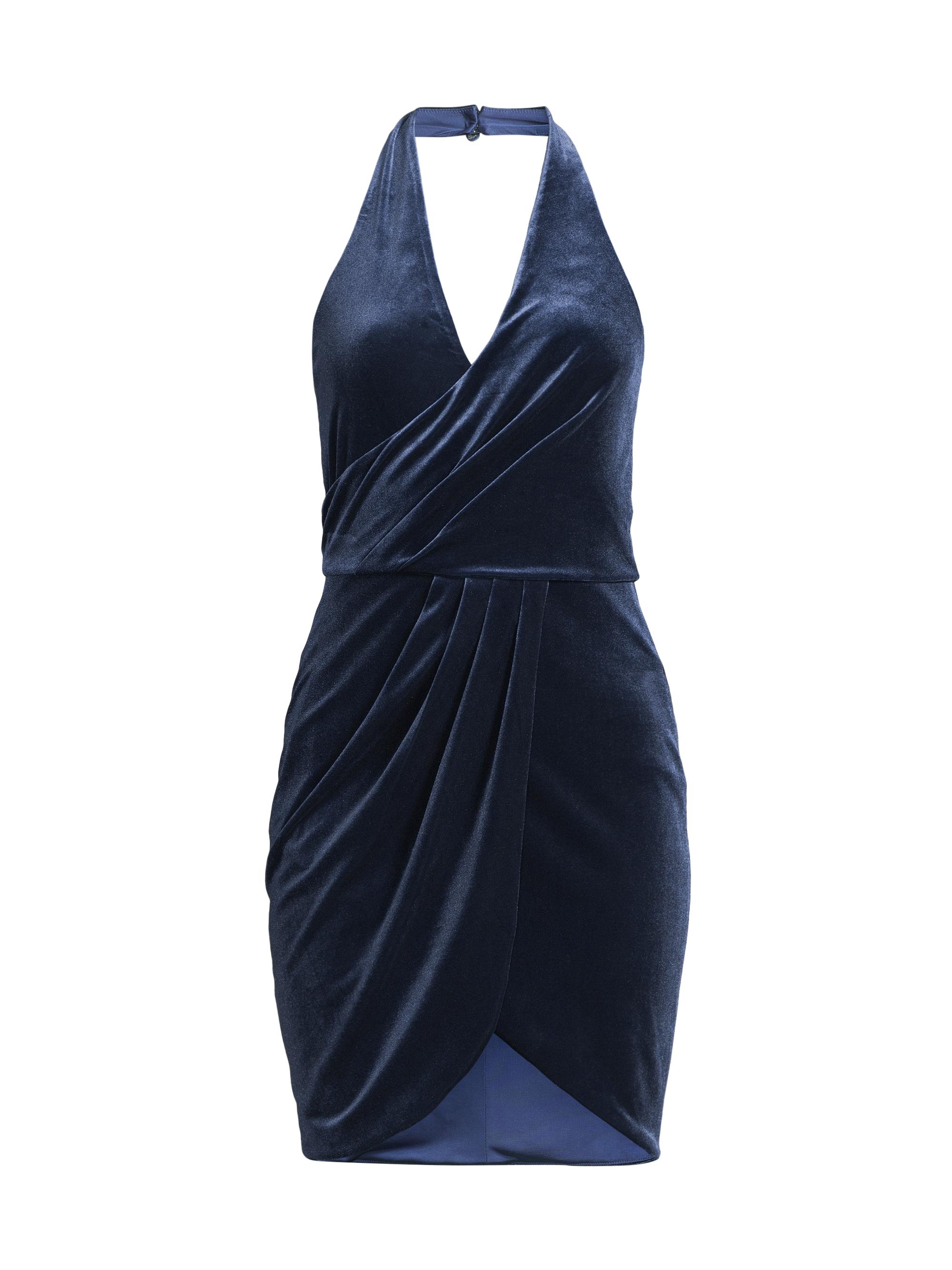 Black Halo Women's Elaria Stretch Velvet Halterneck Minidress - Slate