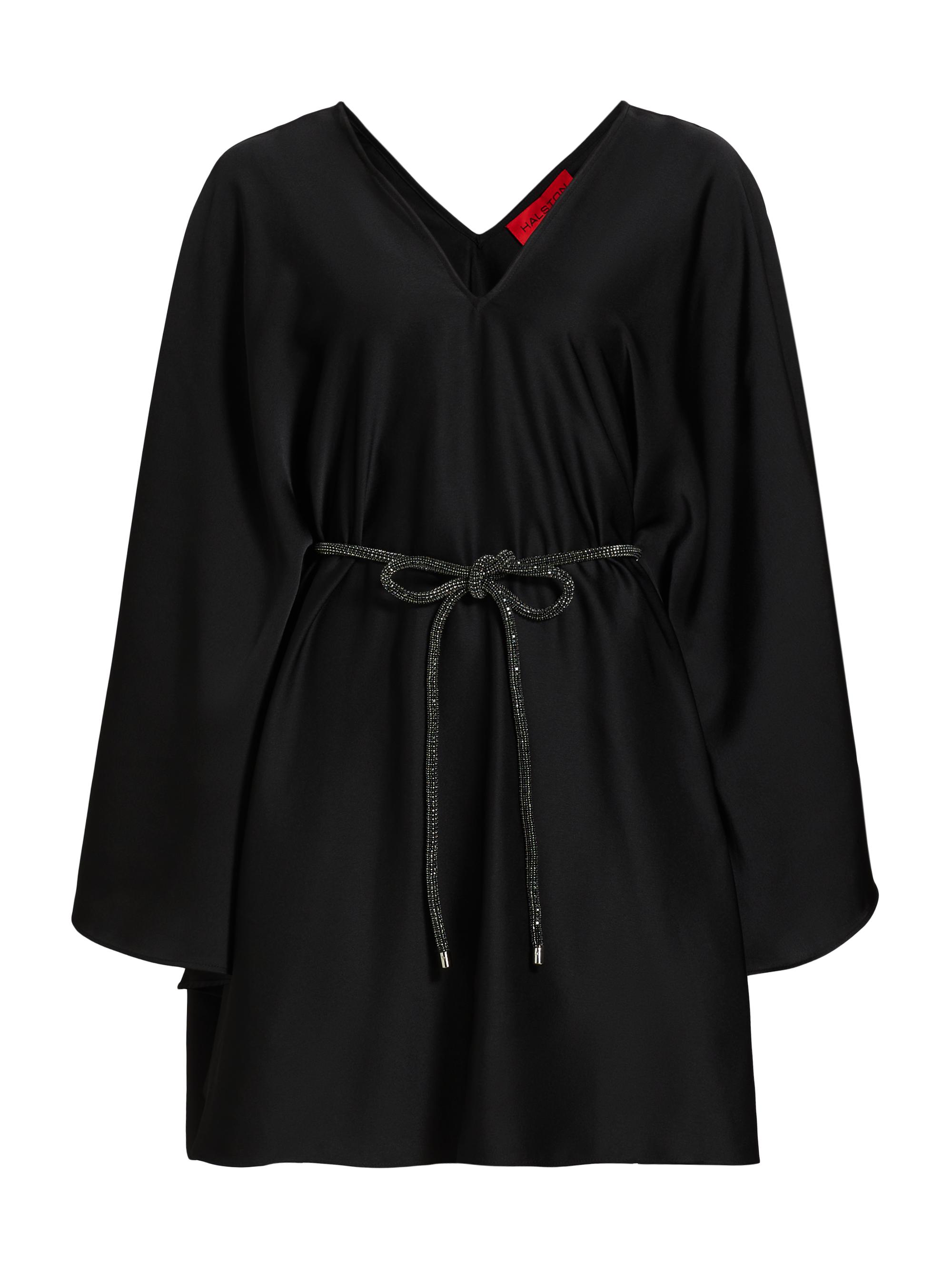 Halston Women's Ola Satin V-Neck Caftan Minidress - Black