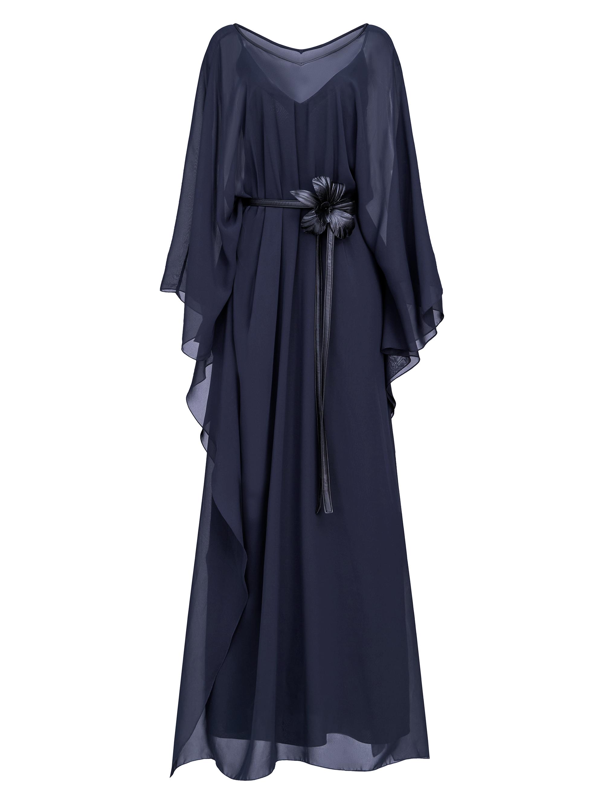 Halston Women's May Chiffon Belted Caftan Dress - Absolute Dusk