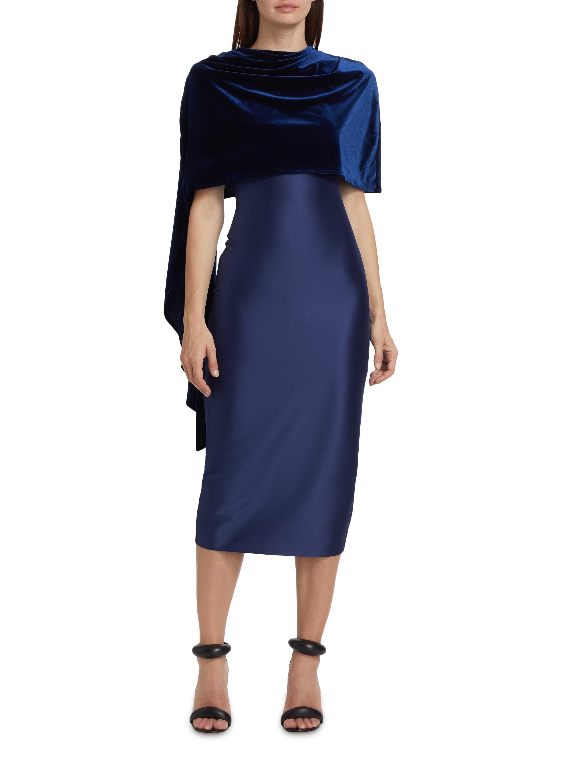 keh64636☆ ミストレアスCape Set Velvet Dress Badgley Mischka Velvet Mikado Capelet Cocktail Dress | Saks Fifth