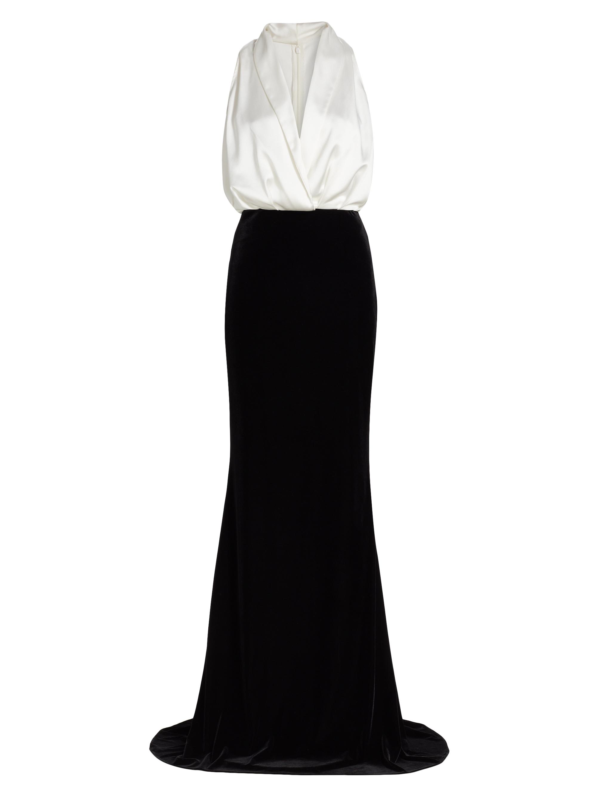 Badgley Mischka Women's Satin & Velvet Gown - Black White