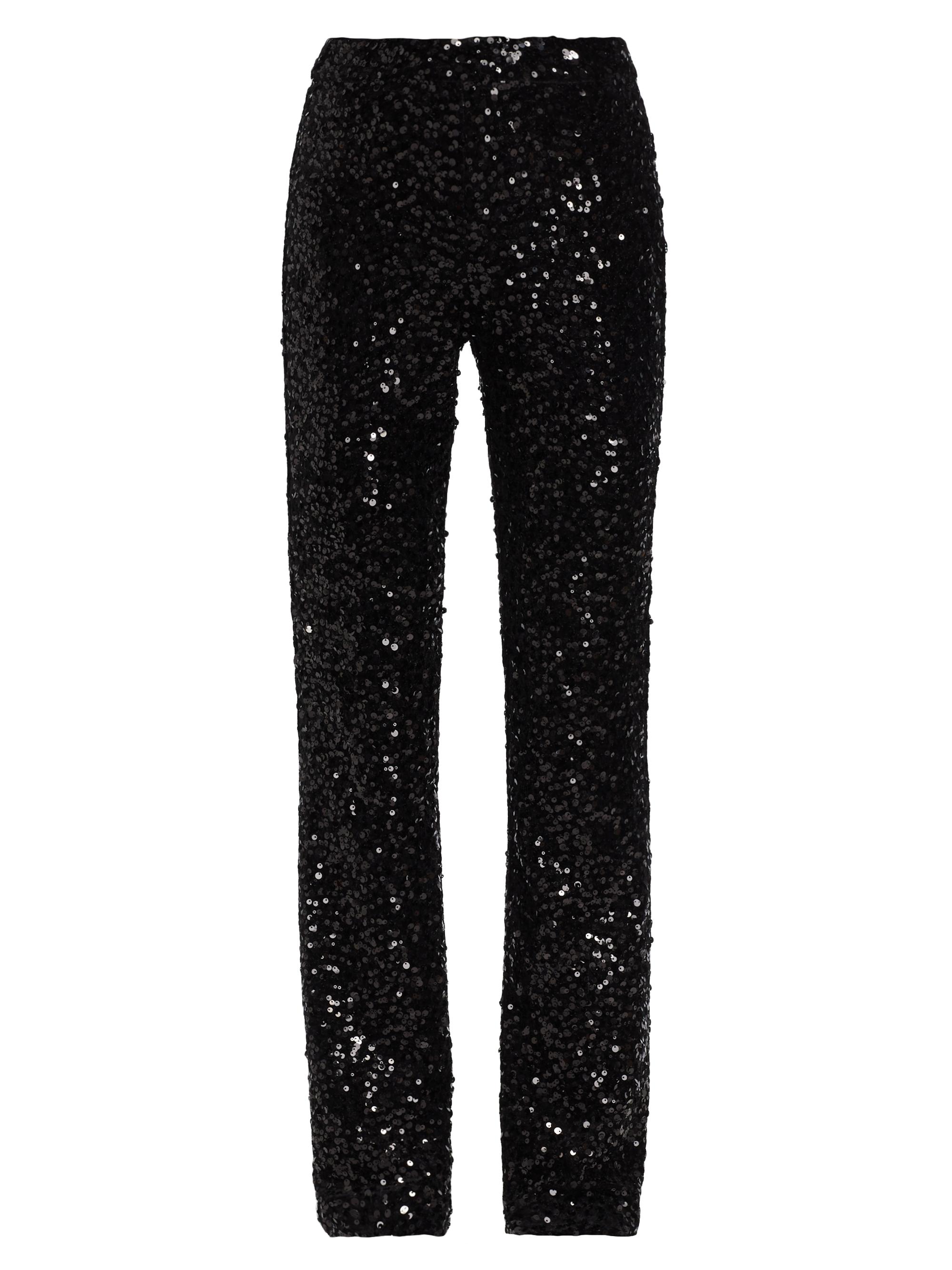 Badgley Mischka Women's Velvet Embellished Evening Pants - Black