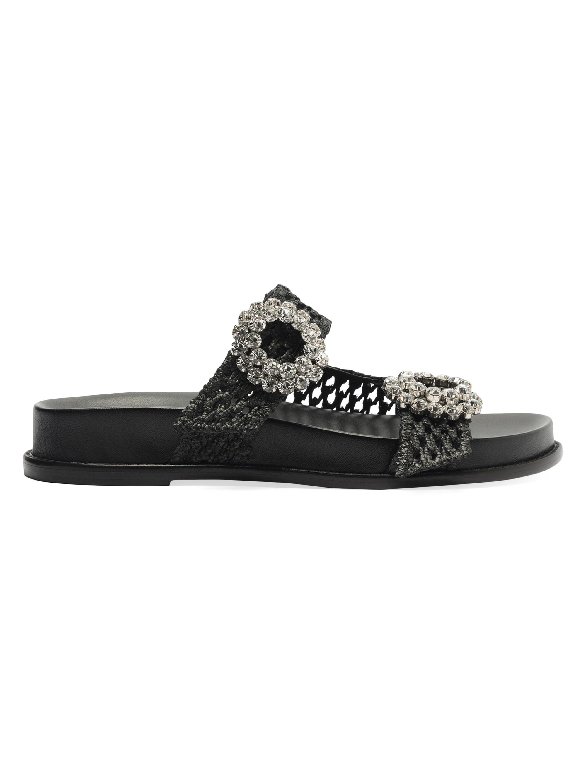 Alexandre Birman Women's Salma Crystal-Embellished Raffia Sandals - Black