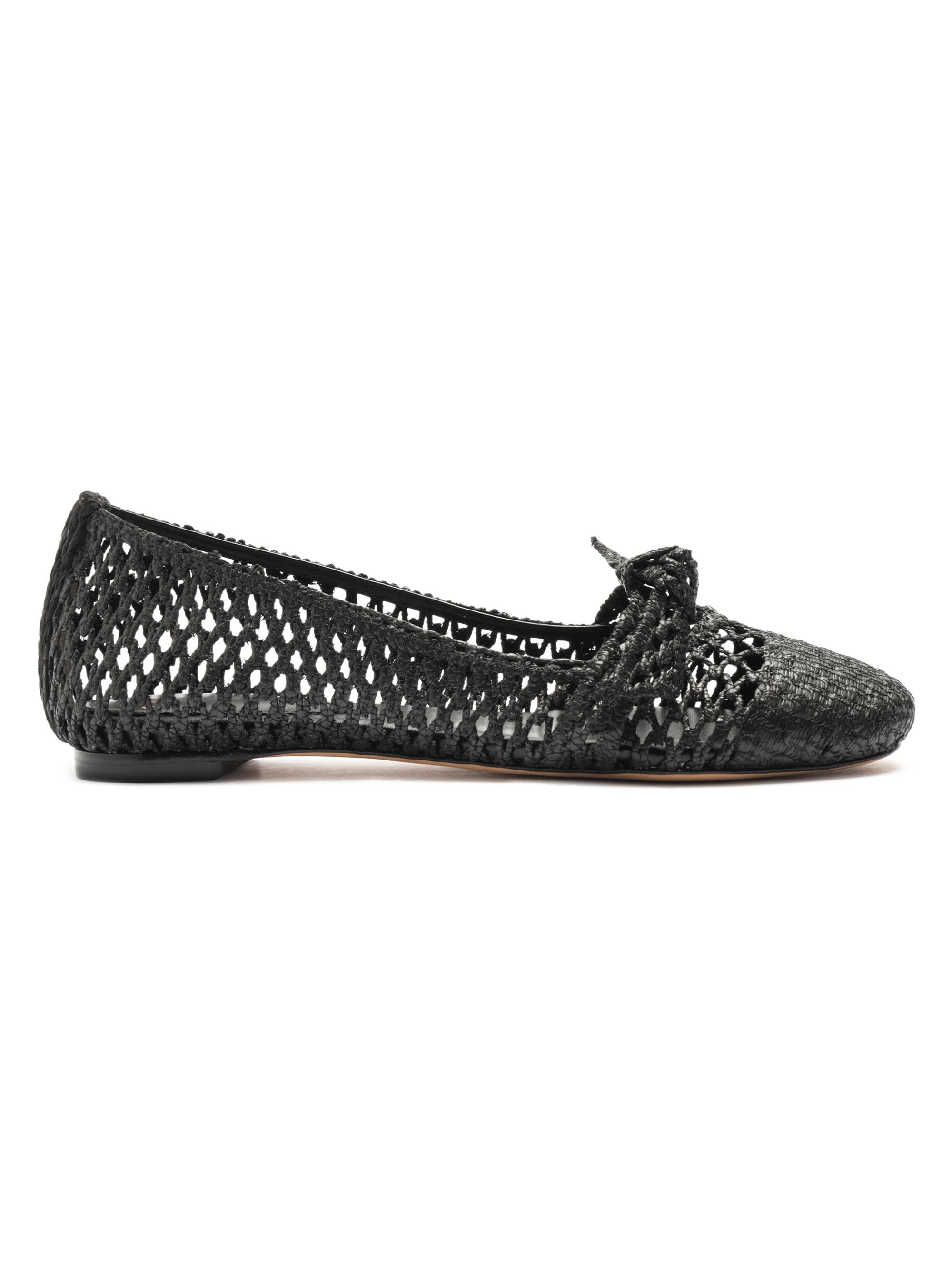 Alexandre Birman Women's Clarita Knotted Raffia Ballerina Flats - Black
