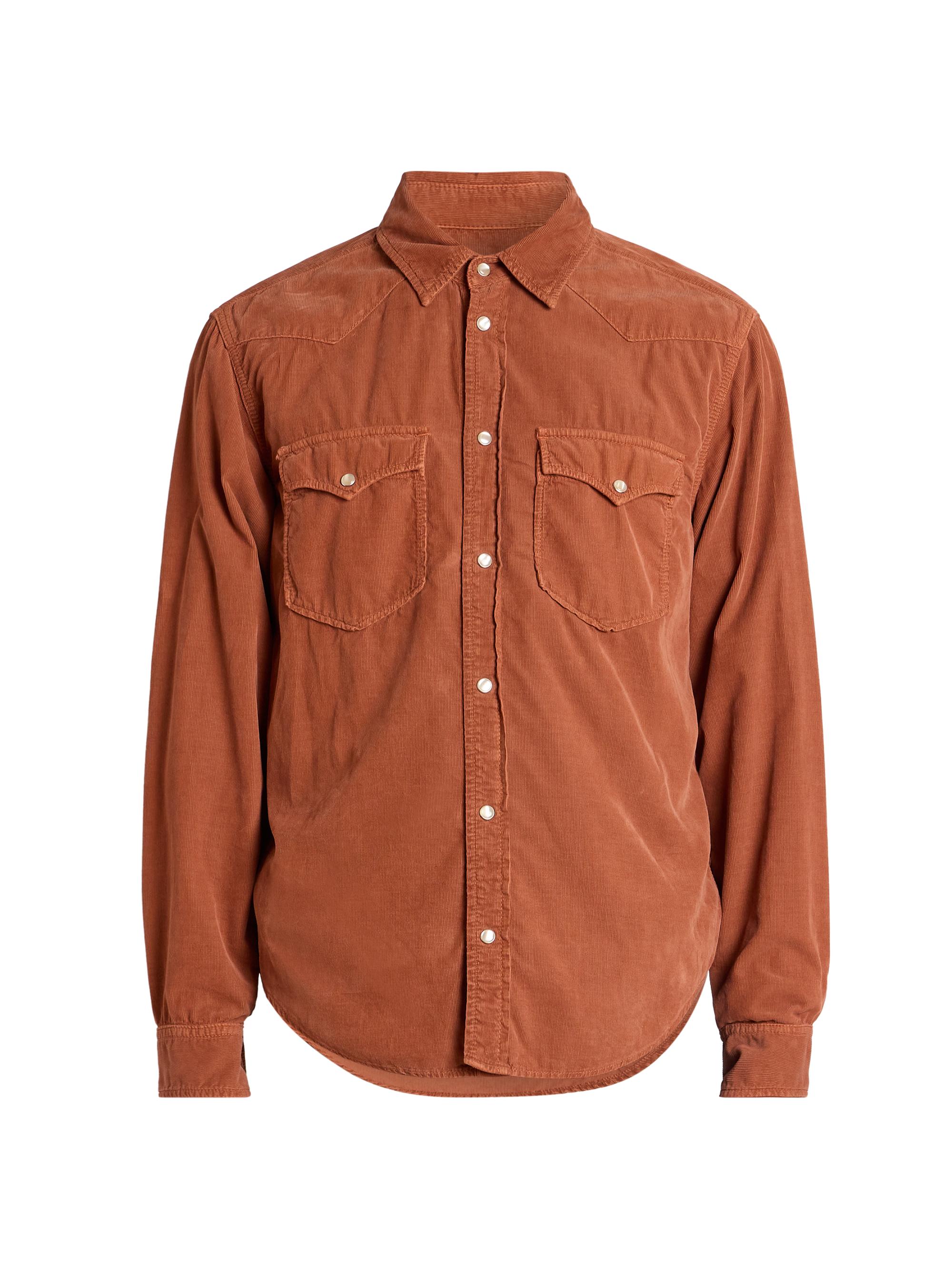 Isabel Marant Men's Vasco Cotton Corduroy Shirt - Rust