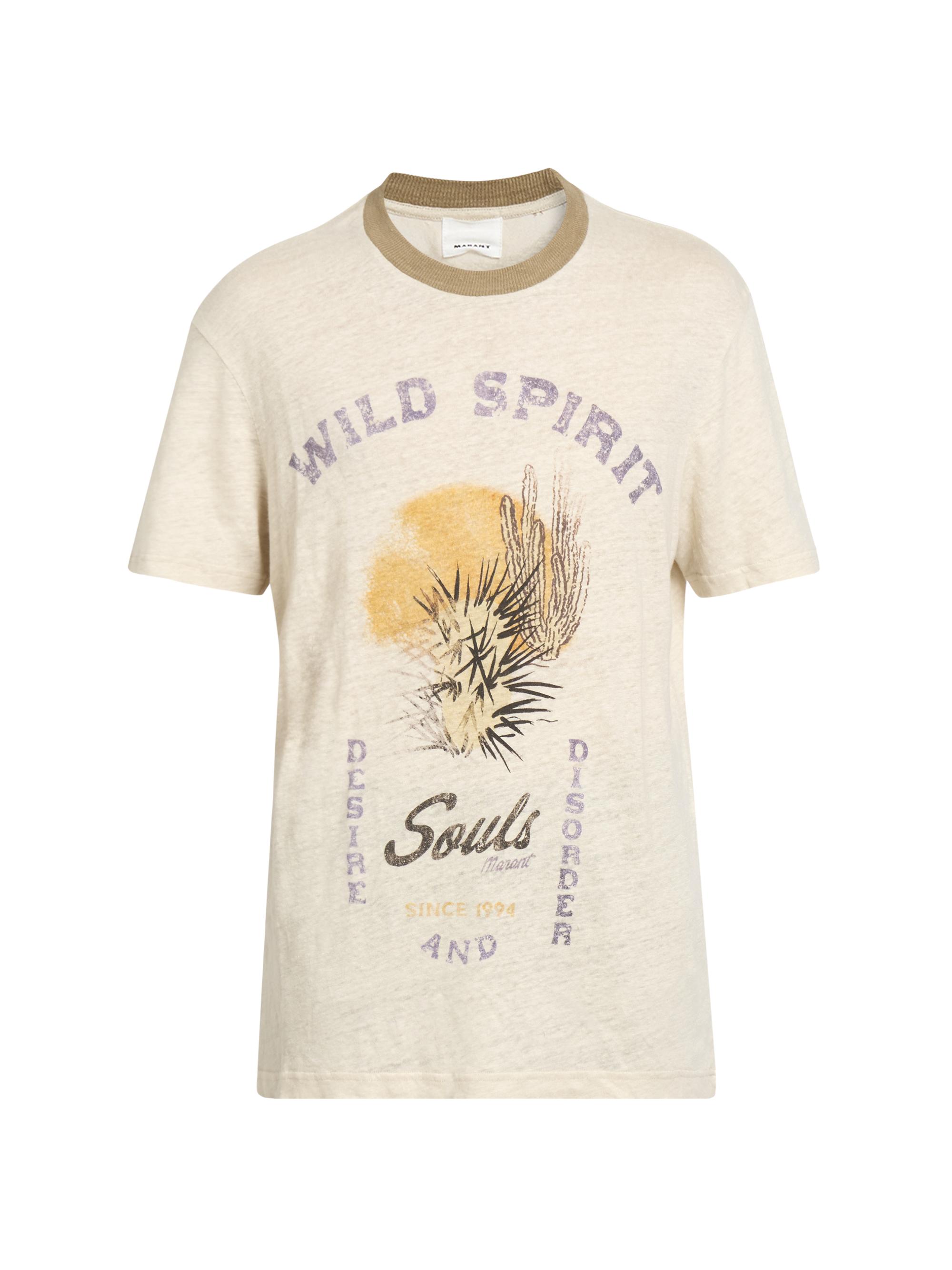 Isabel Marant Men's Honore Wild Spirit Linen T-Shirt - Ecru Sand