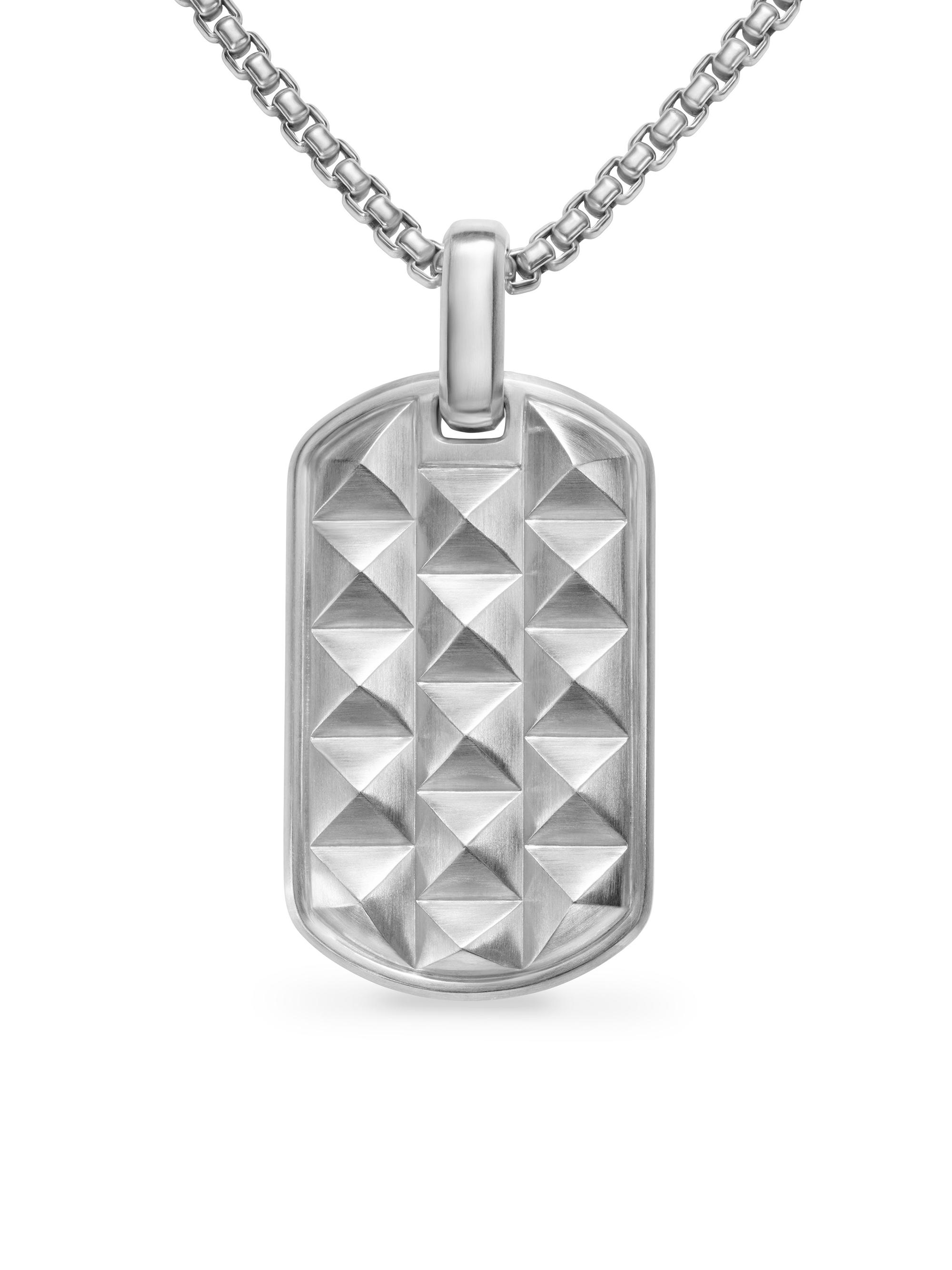 David Yurman Men's Pyramid Tag in Sterling Silver, 35MM - Silver