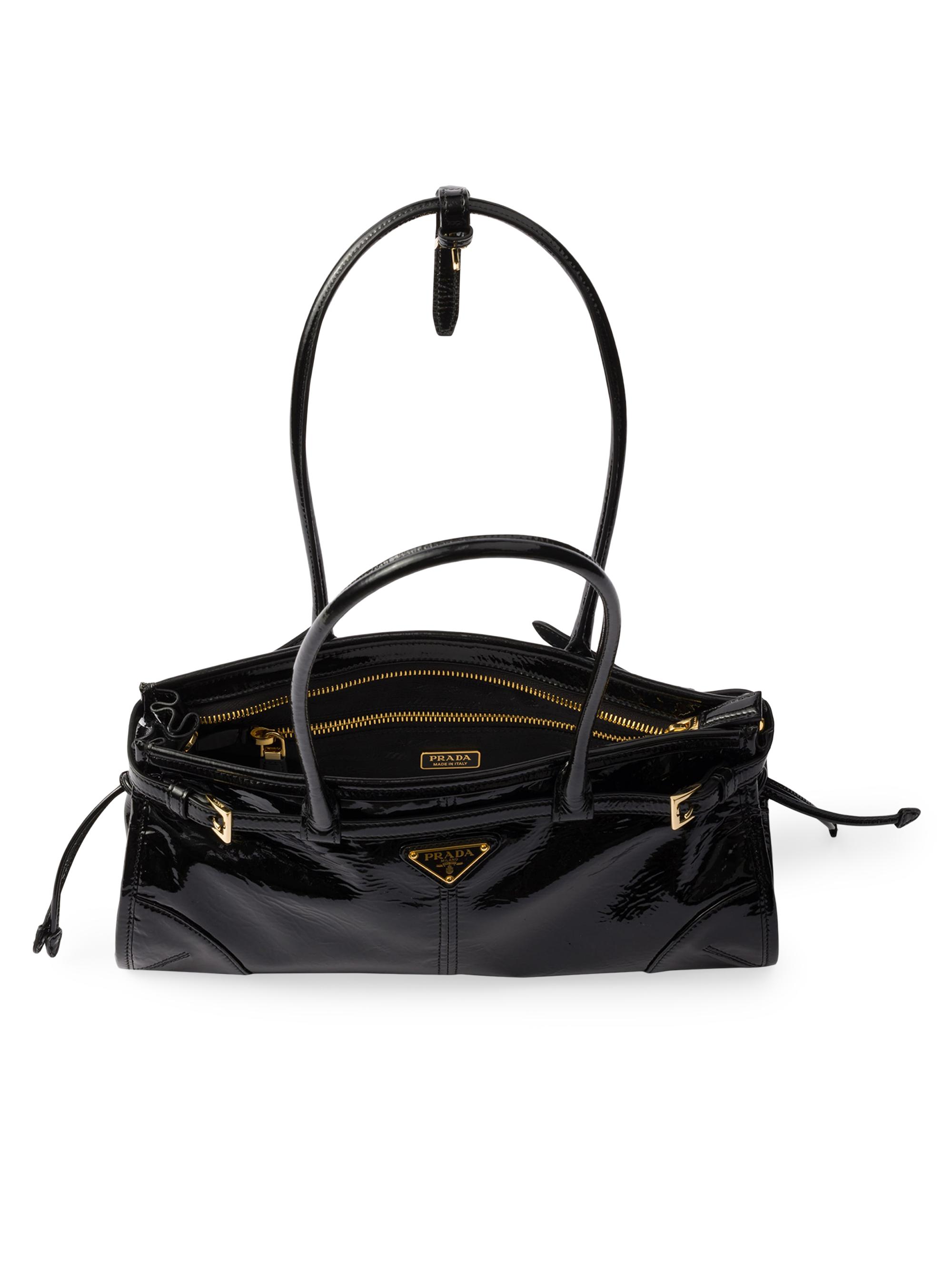 バッグ PRADA PATENT LEATHER FLAP HAND BAG Prada Medium Naplak Patent Leather Handbag | Saks Fifth Avenue