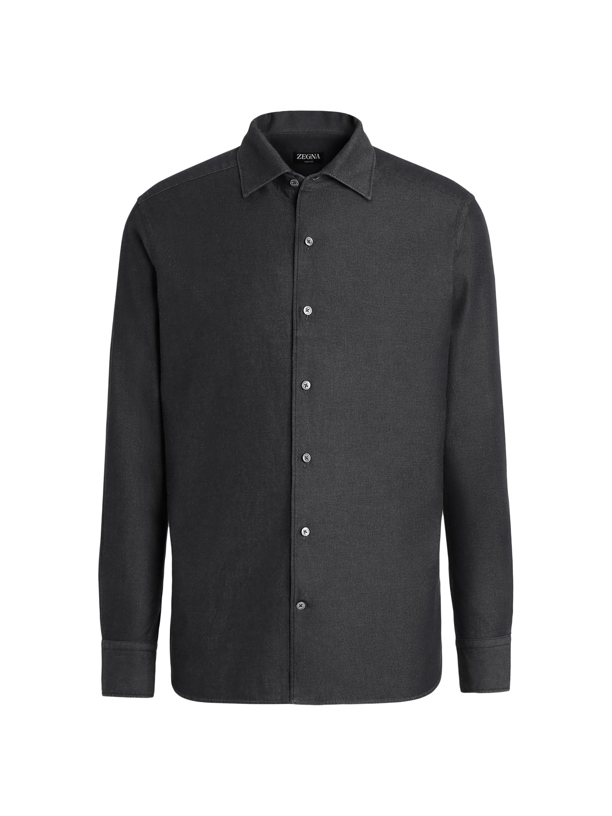 ZEGNA Men's Bleached Cashco Shirt - Dark Grey