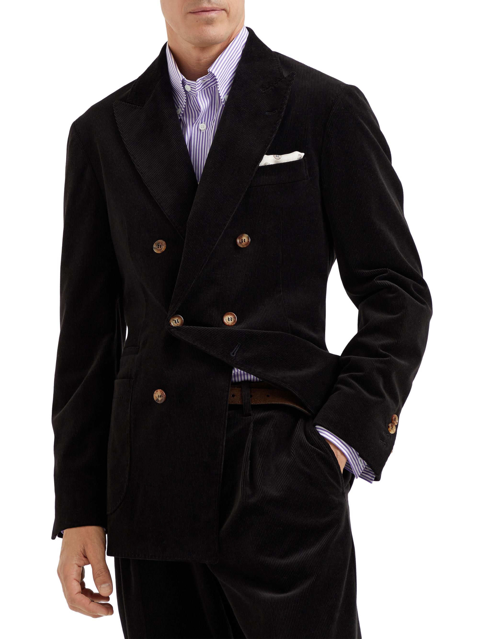 Brunello Cucinelli Men's One and a Half Breasted Blazer with Patch Pockets - Black