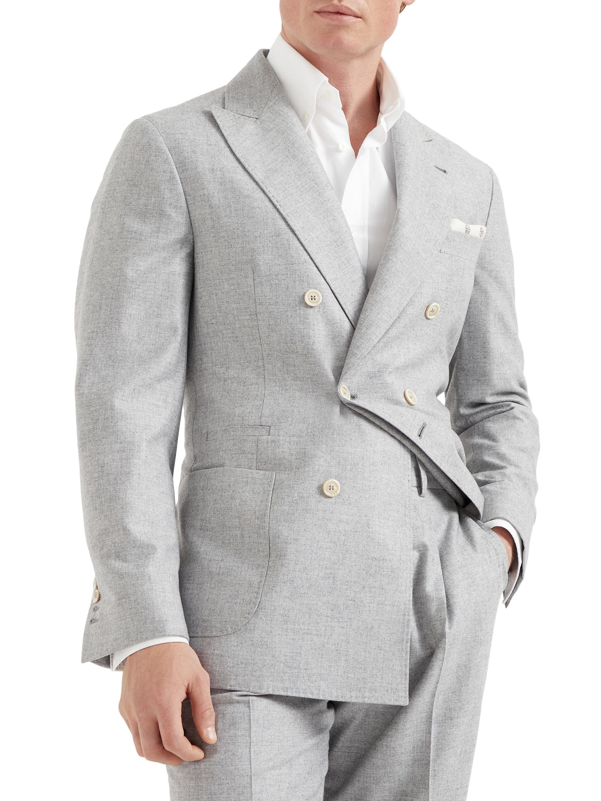Brunello Cucinelli Men's One and a Half Breasted Blazer with Patch Pockets - Pearl Grey