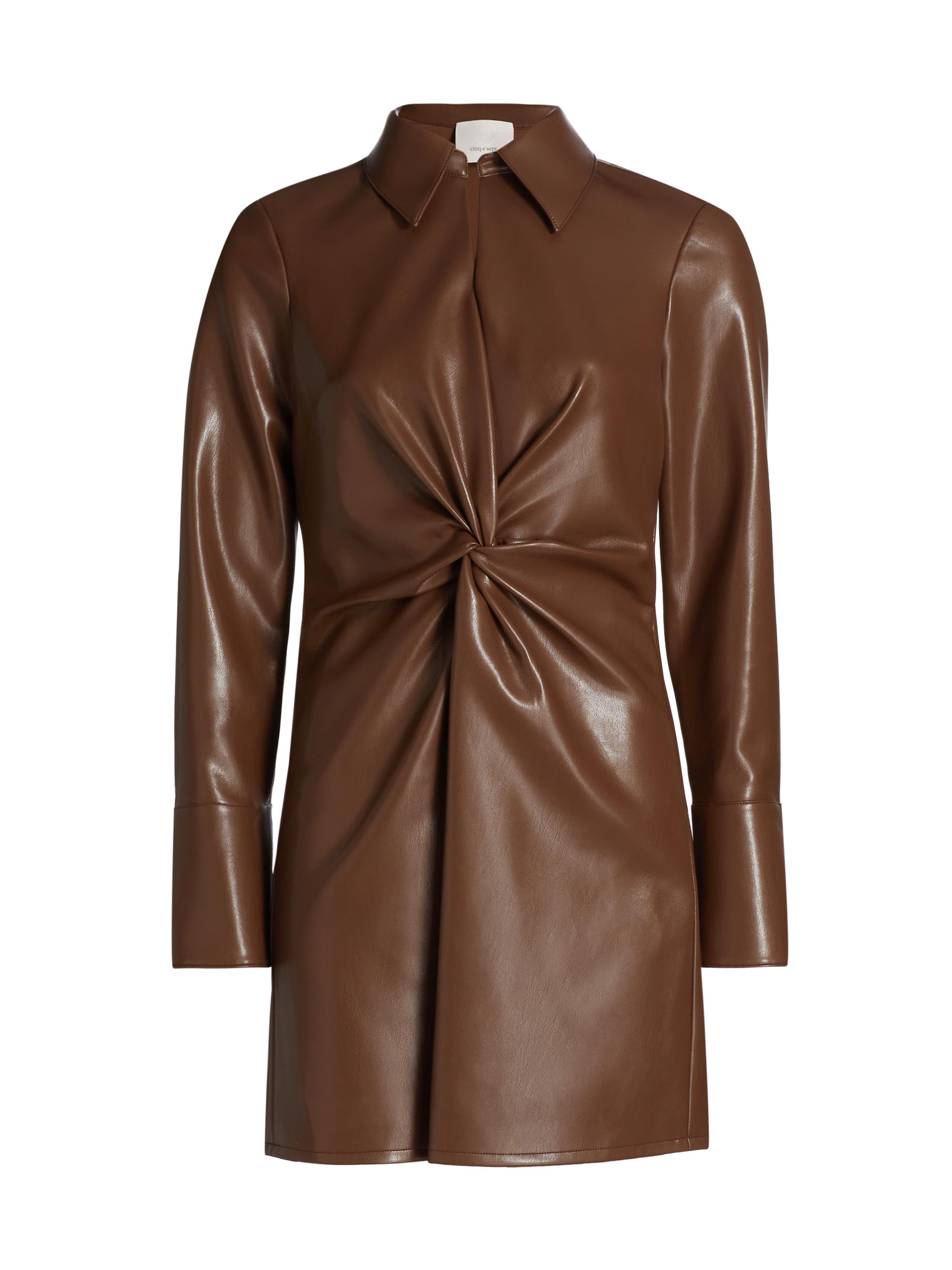 CINQ A SEPT Women's McKenna Faux Leather Twist Minidress - Espresso