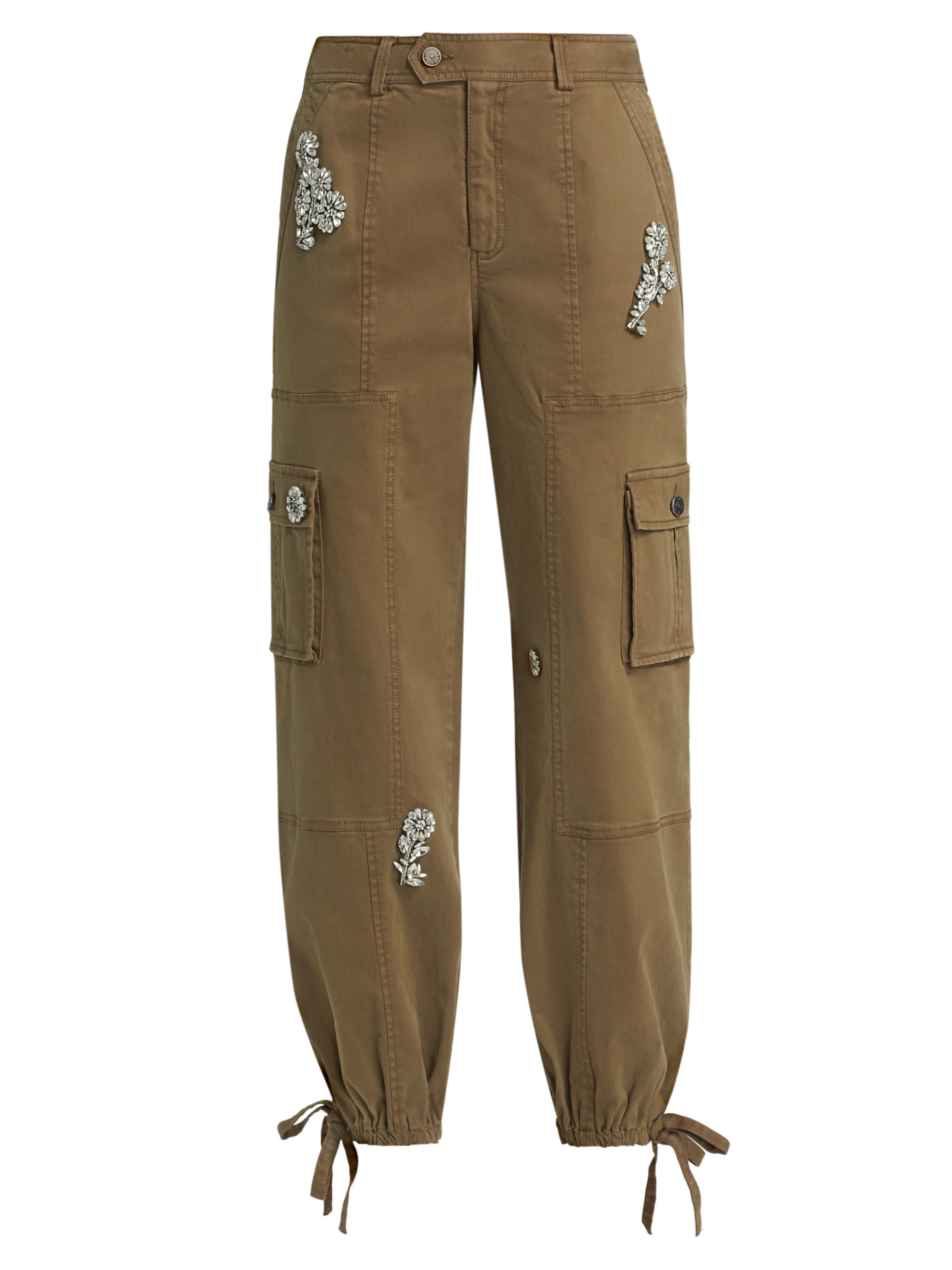 Cinq à Sept Zola Crystal Floral-Embellished Cargo Pants | Saks