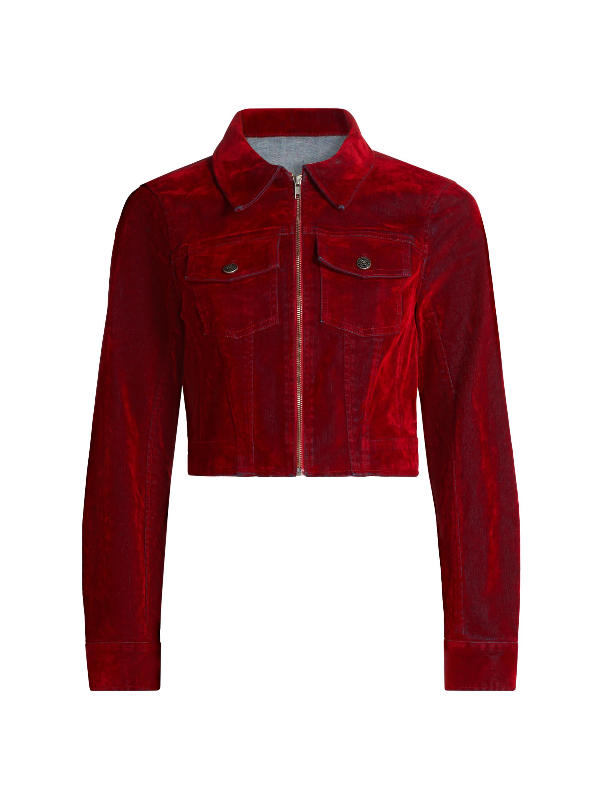 CINQ A SEPT Women's Marilee Flocked Denim Zip-Up Jacket - Pomegranate