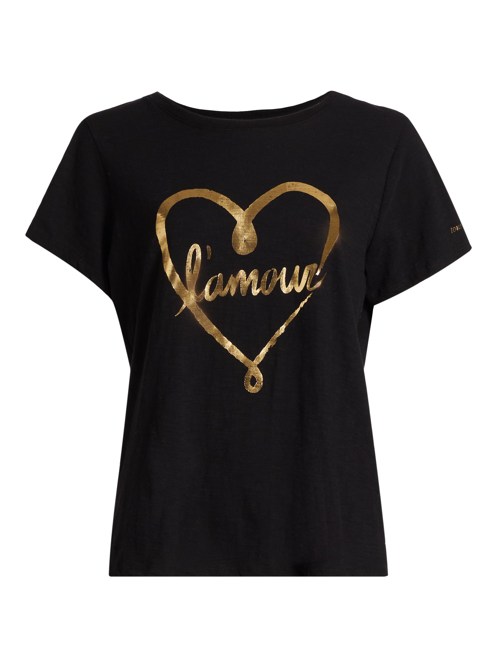 CINQ A SEPT Women's Doodled L'Amour T-Shirt - Black Gold