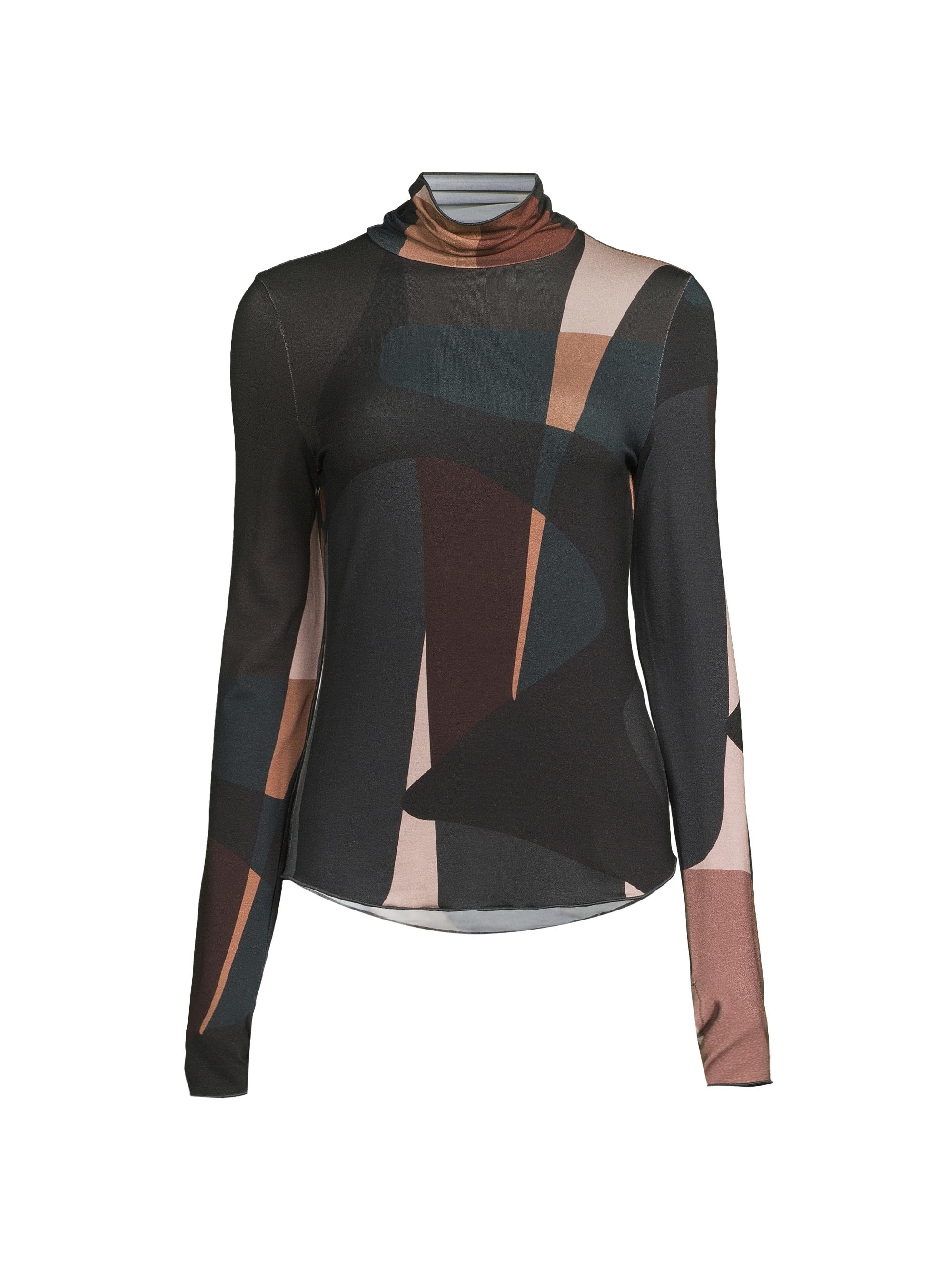 Majestic Filatures Women's Abstract Soft Touch Turtleneck Top - Melange