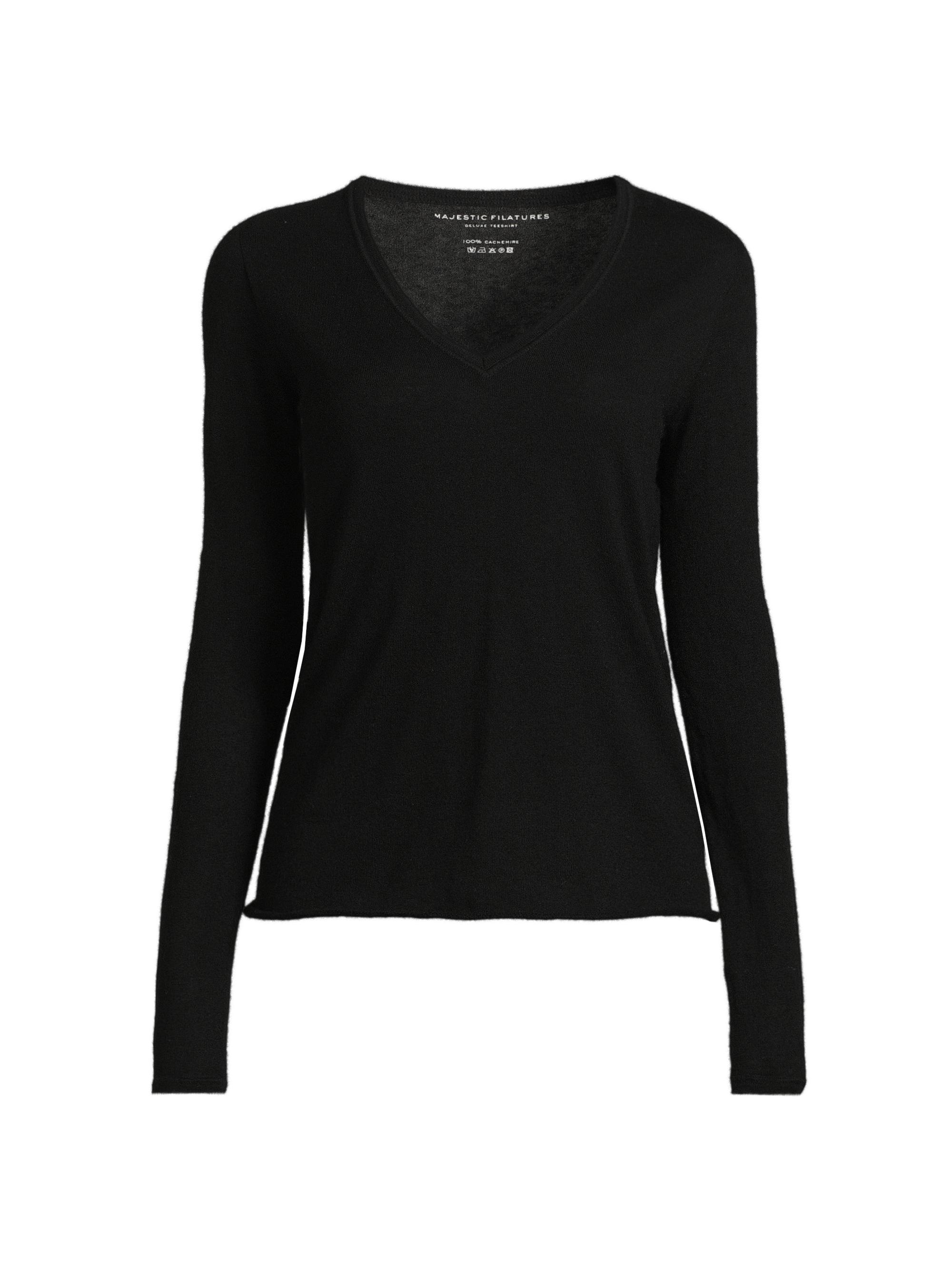 Majestic Filatures Women's Cashmere V-Neck Sweater - Noir