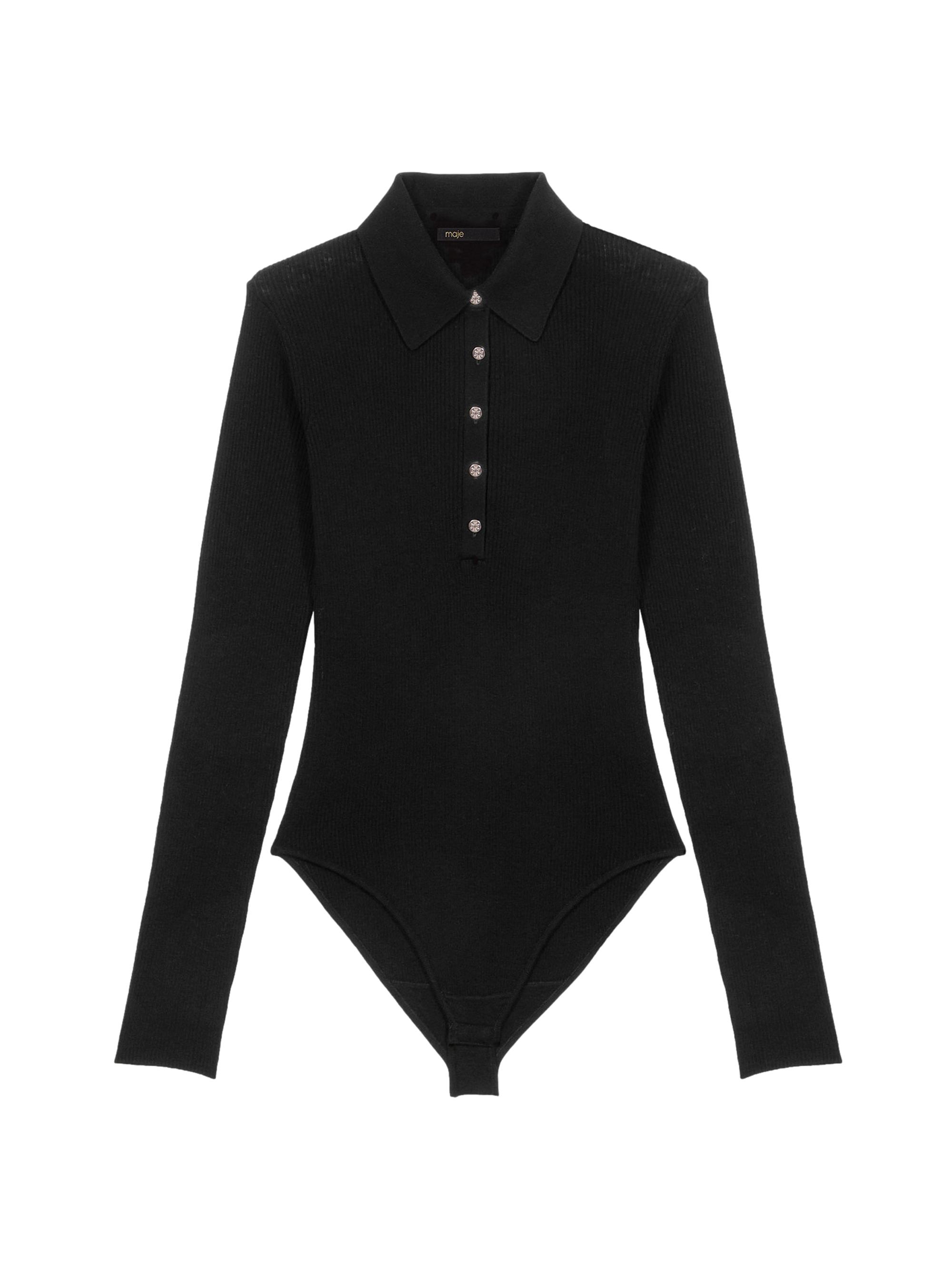 Maje Women's Wool and Silk Bodysuit - Black