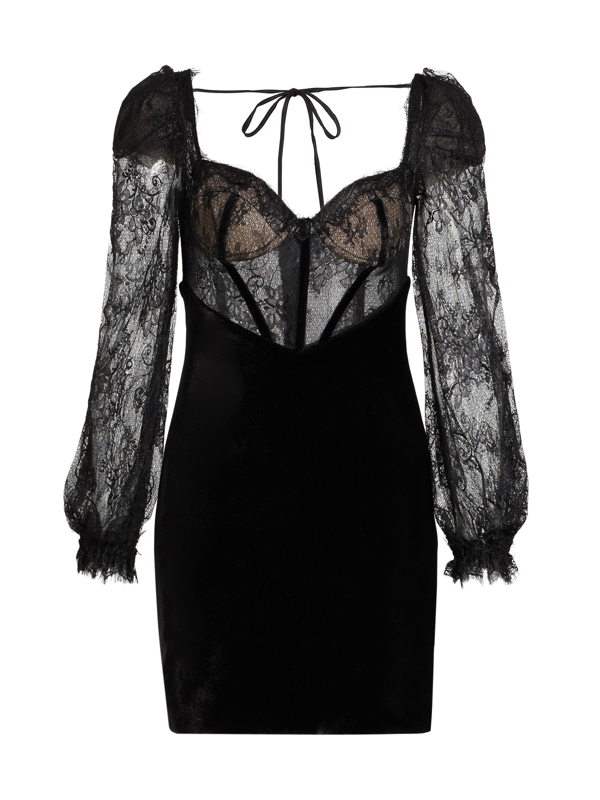 PatBO Women's Lace & Velvet Minidress - Black