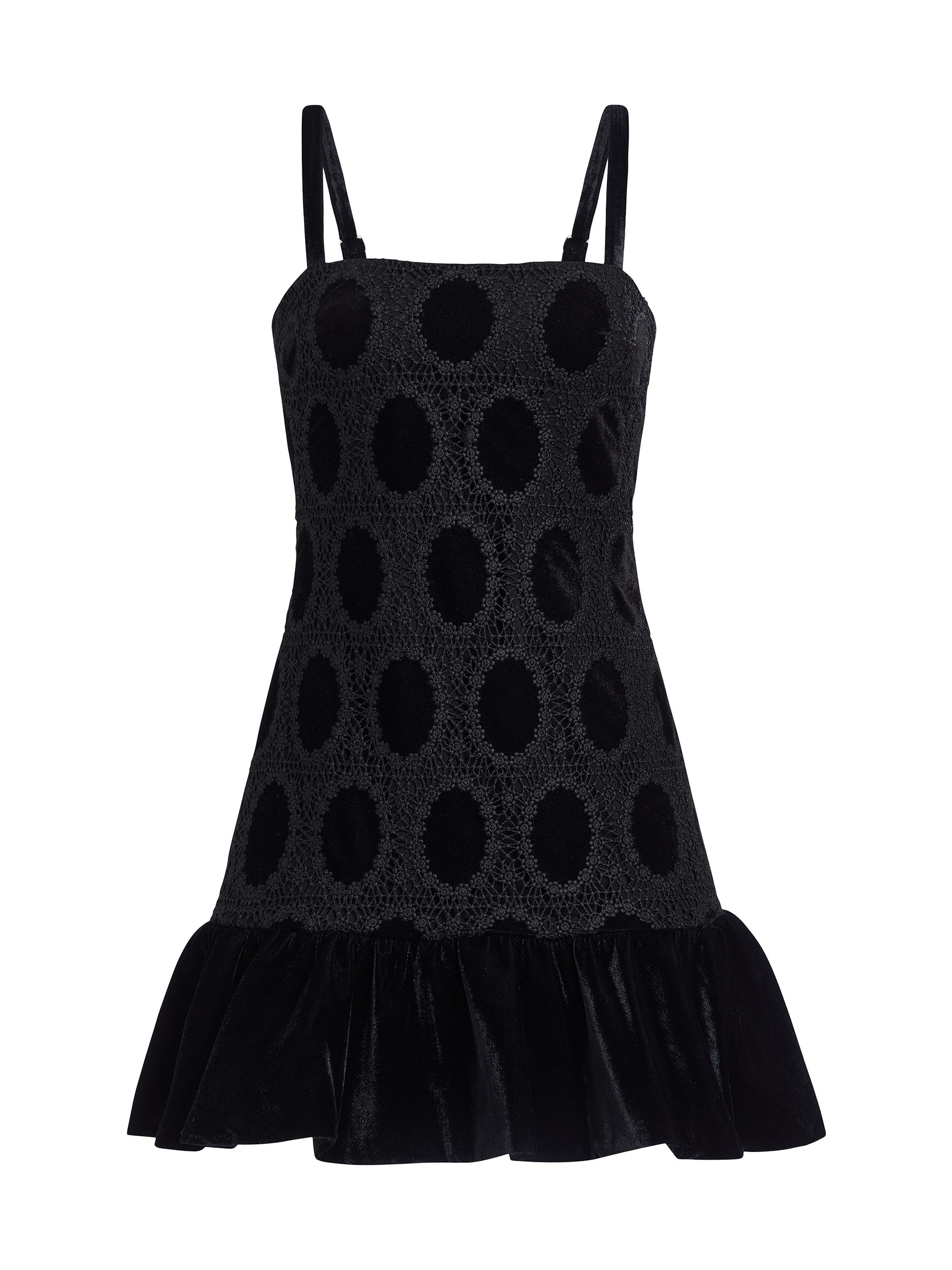 PatBO Women's Velvet & Lace Flounce-Hem Minidress - Black